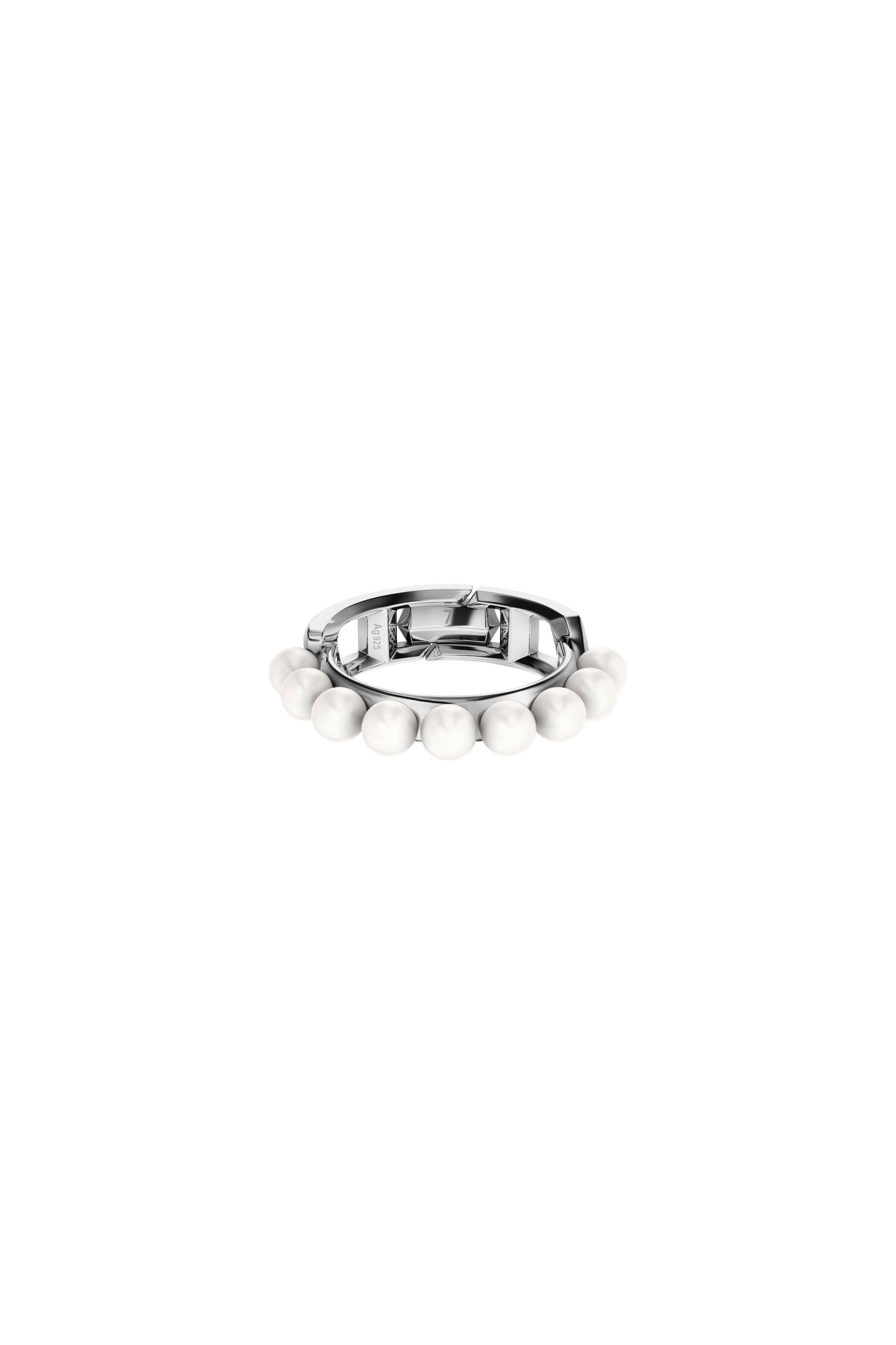 Diesel - DL1370040 STERLING SILVER JEWEL, Unisex Bandring aus Sterlingsilber und Perle in Silber - 2