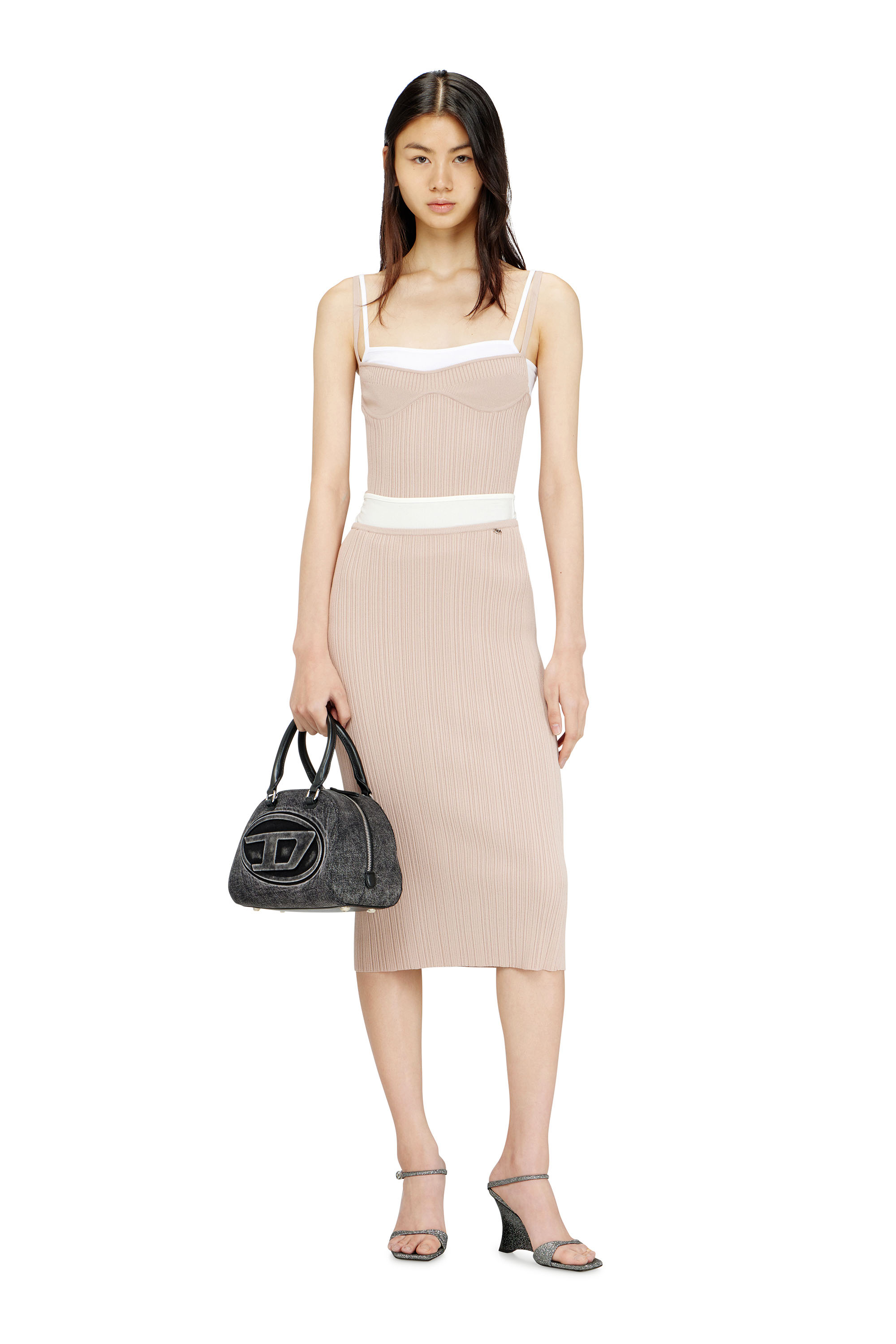 Diesel - M-ZINIA, Damen Gerippter Strickrock mit kontrastierendem Bund in null - 2