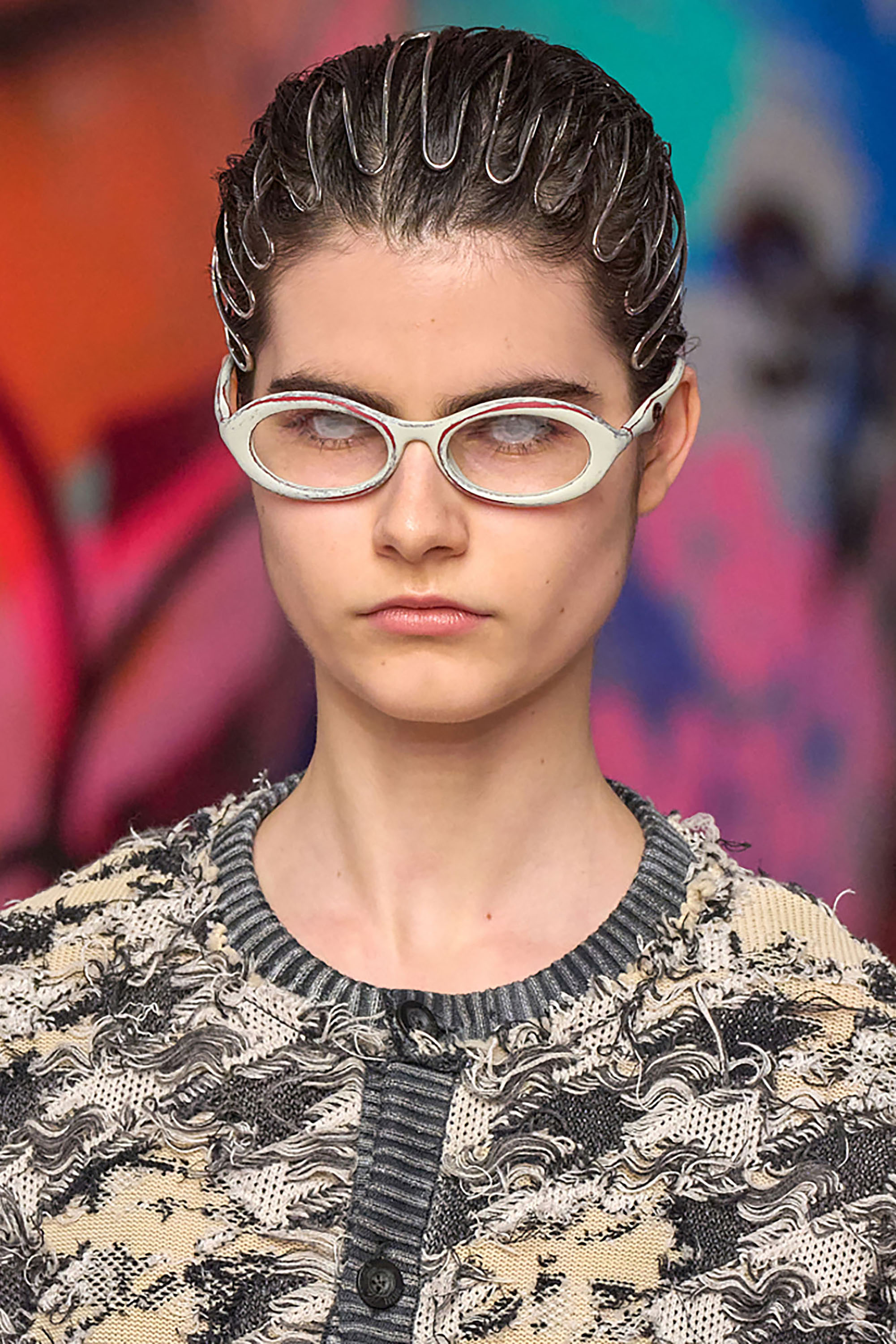 Diesel - VOLT-D HEADBAND, Damen Käfig-Stirnband mit Oval D-Logos in Silber - 3