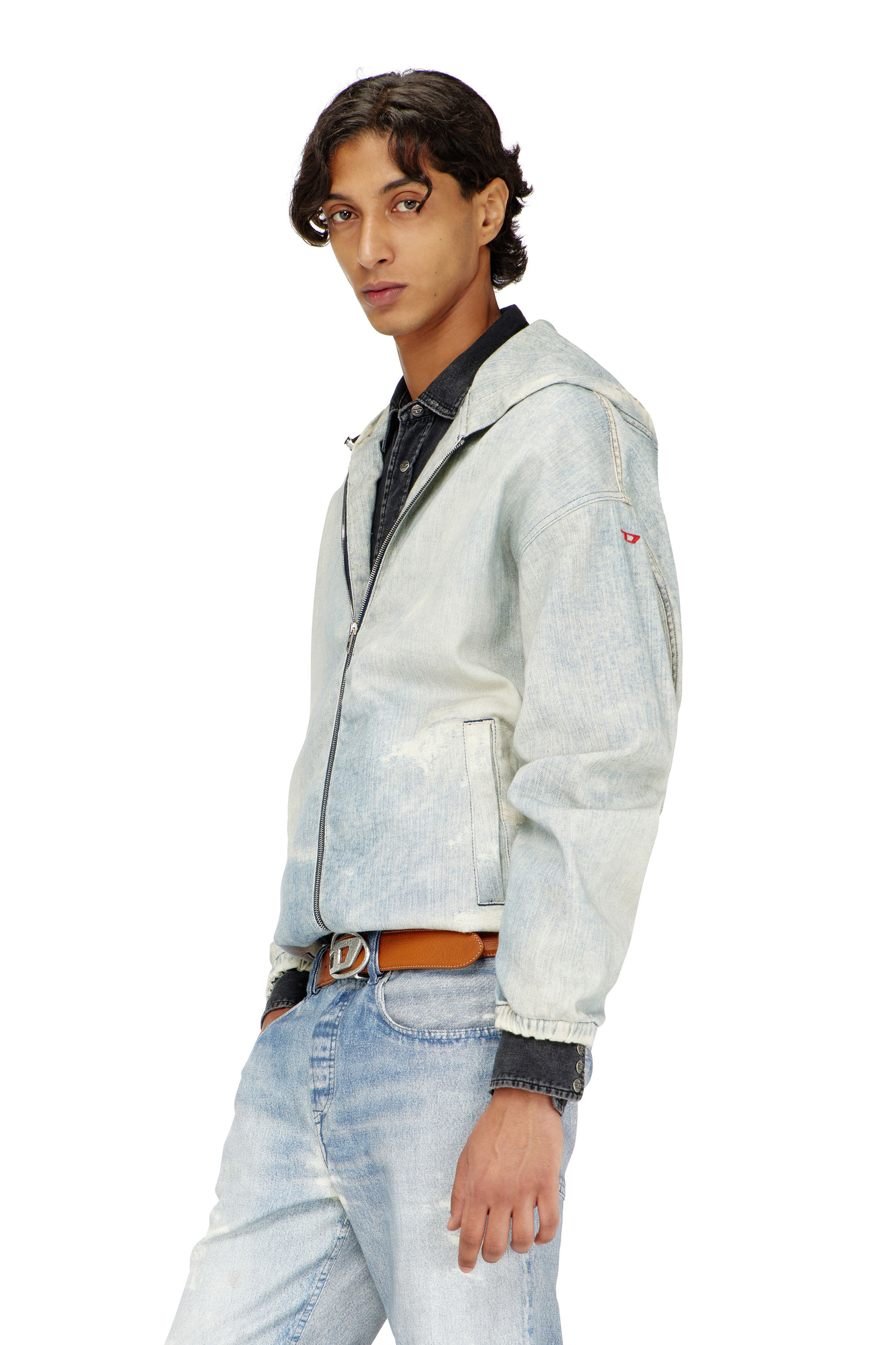 Diesel - D-WYNNY JOGG, Herren Hooded JoggJeans jacke mit trompe-l&rsquo;oeil in Hellblau - 3