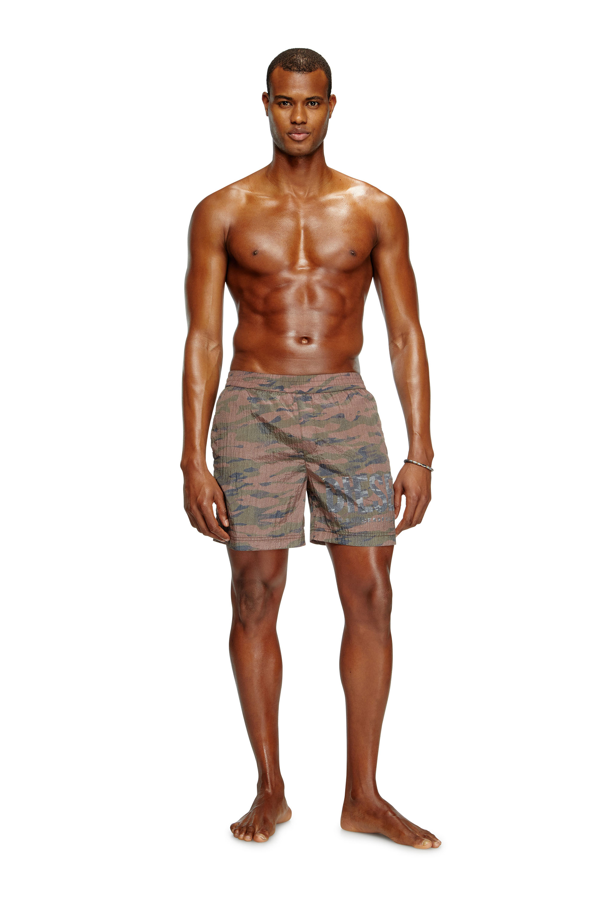 Diesel - RIO-41-UTLT, Herren Mittellange Badeshorts aus Camo-Ripstop in Braun - 2