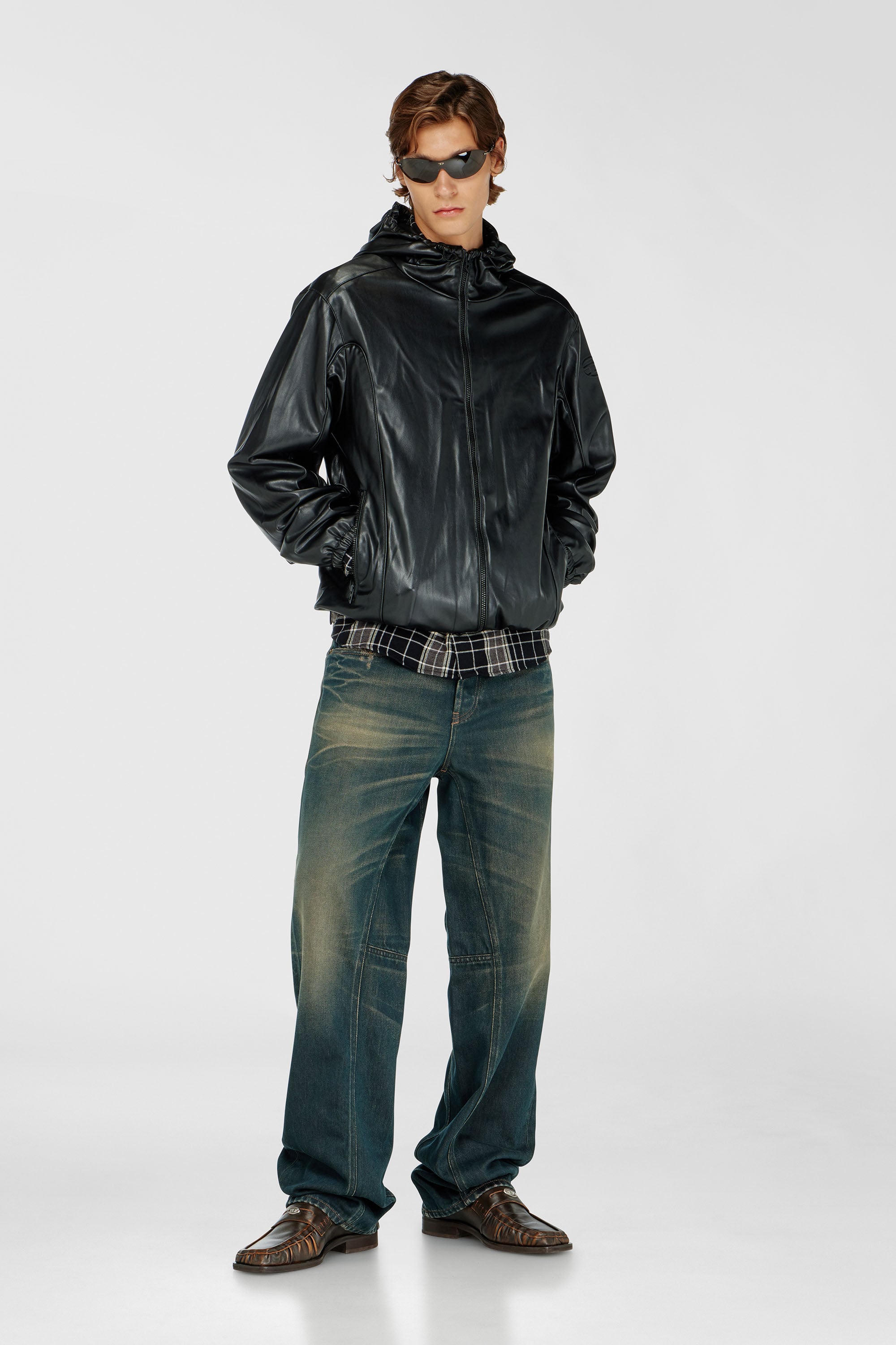 Diesel - J-HIVES-PGBX, Herren Windjacke mit Kapuze aus beschichtetem Stoff in Schwarz - 1