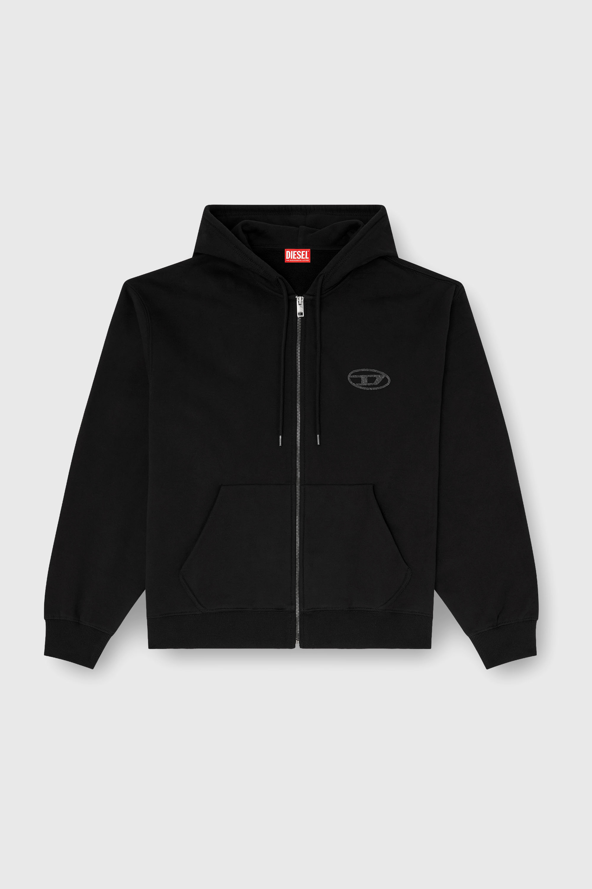 Diesel - S-LUK-HZ-T92, Herren Hoodie aus Baumwolle mit tonalem Oval D Logo-Stickerei in Schwarz - 2