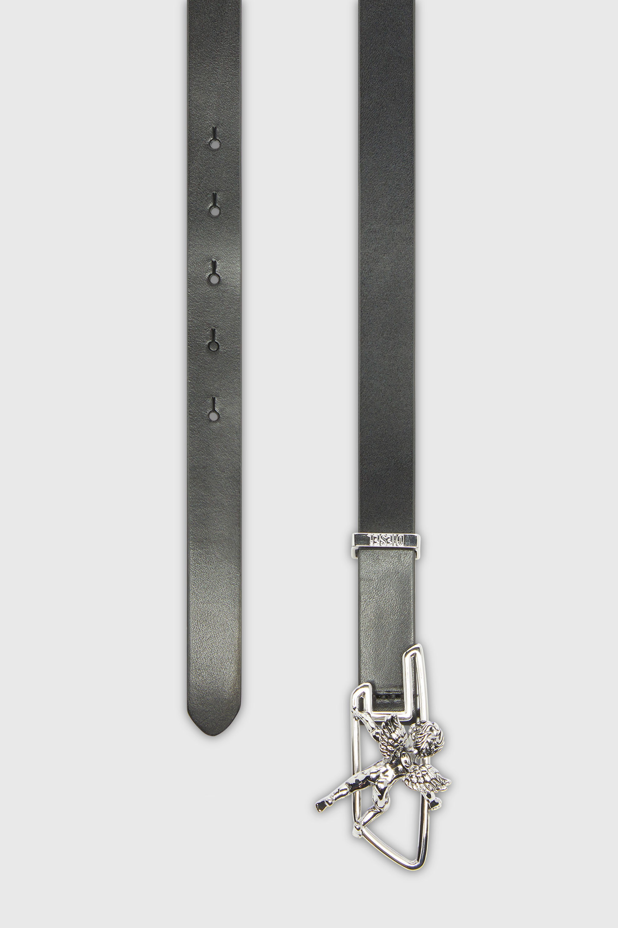 Diesel - B-D LINE W ANGEL 20, Damen 2 cm Lederg&uuml;rtel mit Cherub D Umriss-Schlie&szlig;e in Schwarz - 2