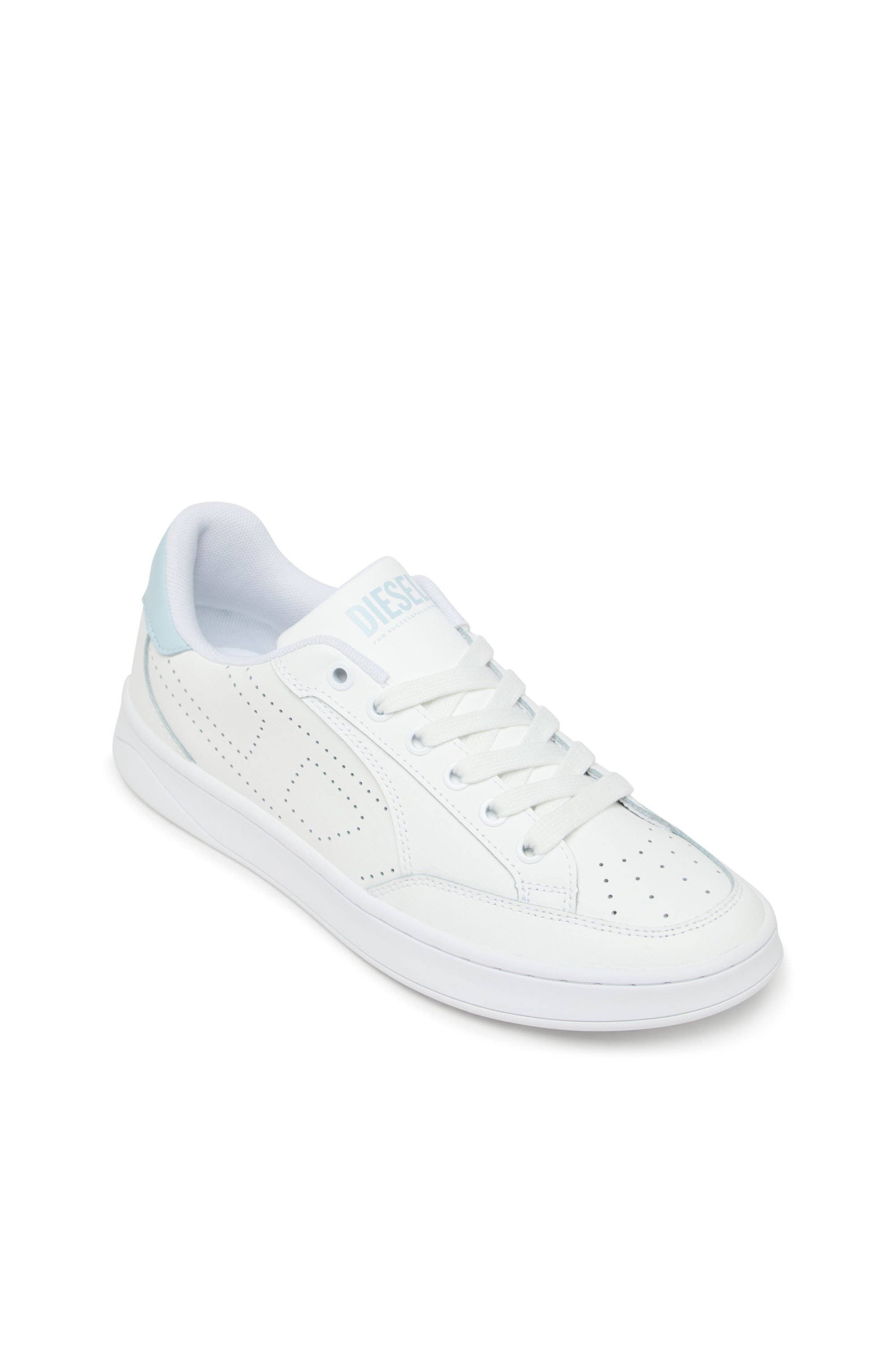 Diesel - S-DAKOTA LOW W, Damen Sneakers aus Leder mit perforiertem Logo in Weiss/Blau - 6