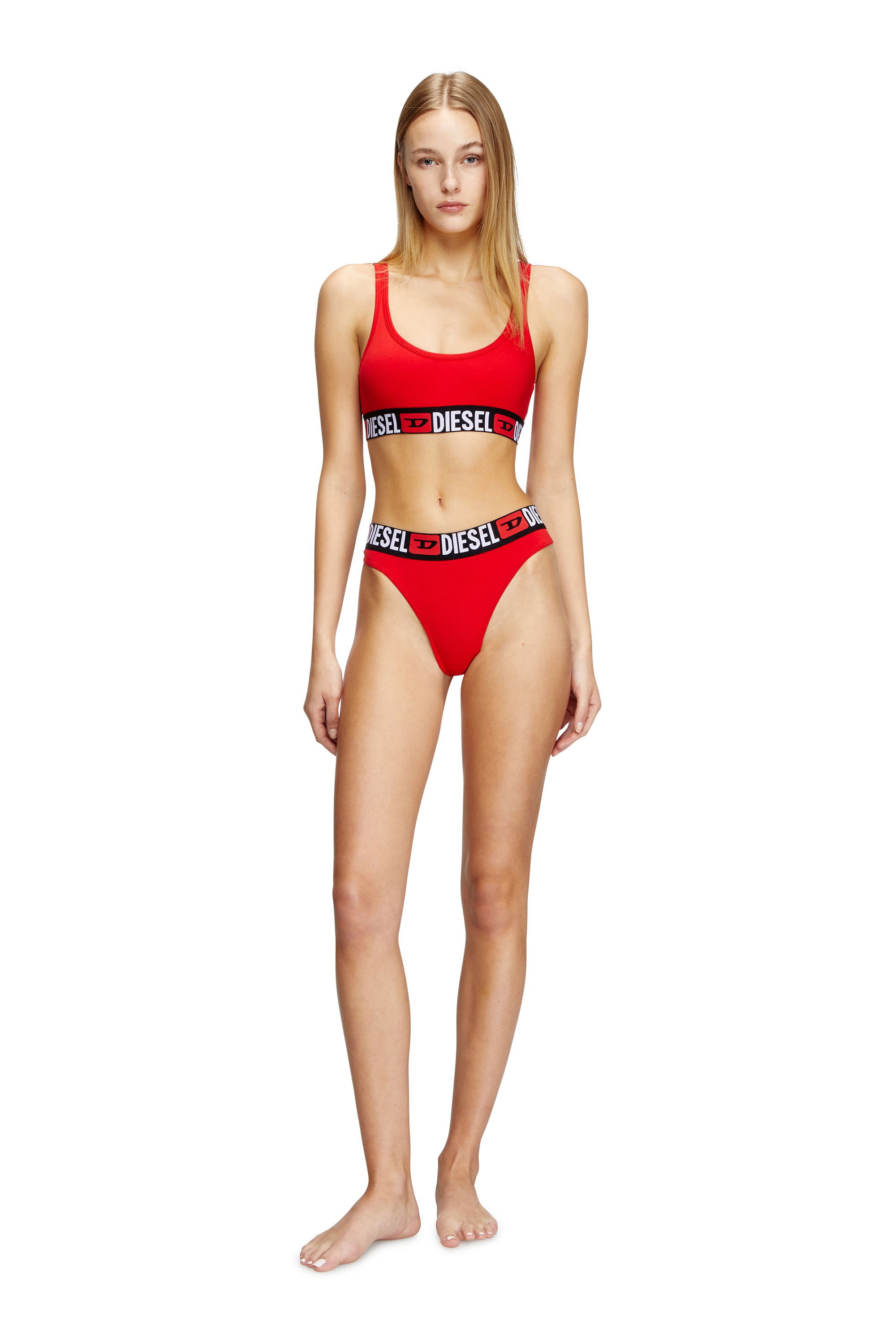 Diesel - UFSB-ORIBA, Damen Bralette mit Logoband in Rot - 2