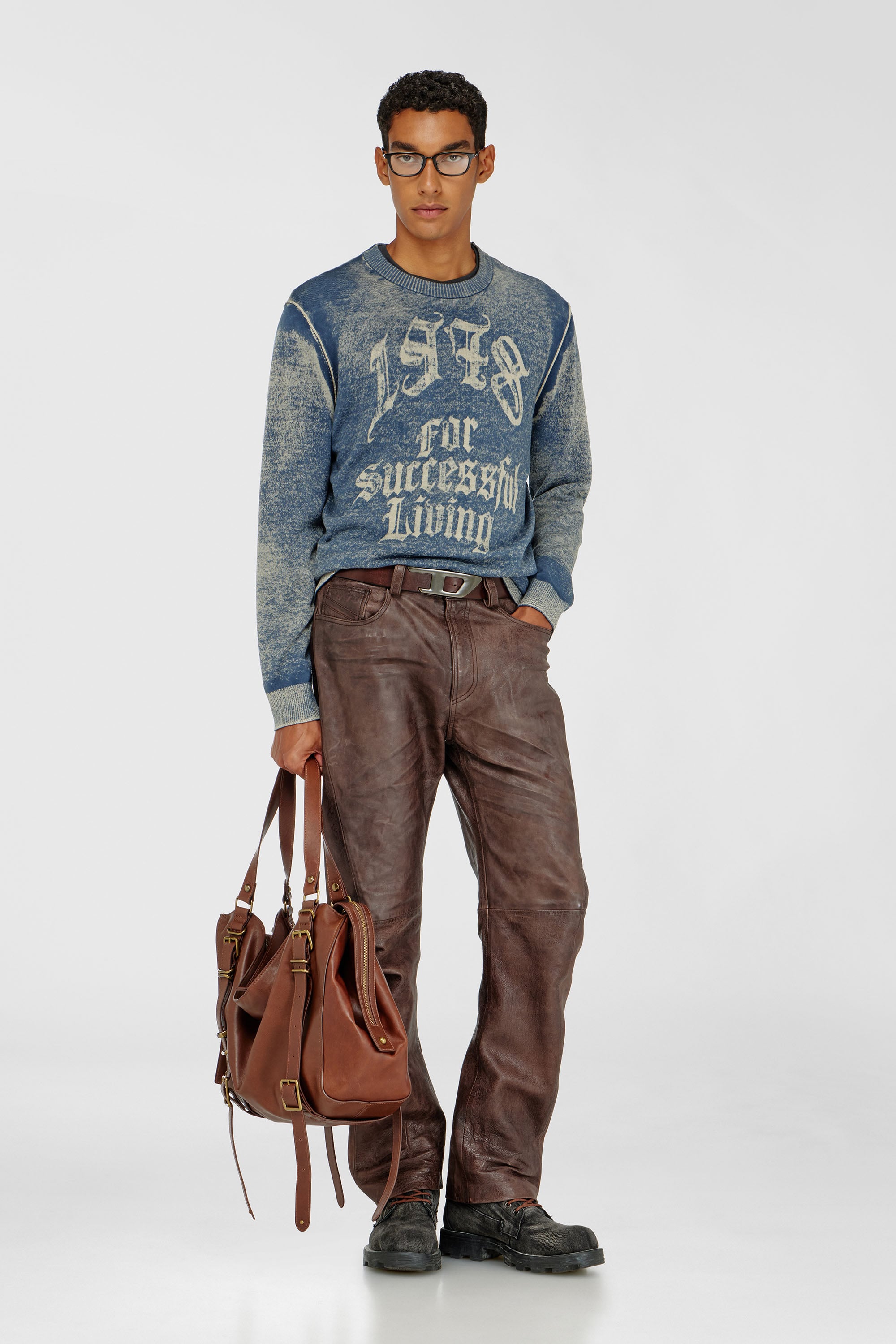 Diesel - D-ONE TOPHANDLE L, Unisex D-One-Large Henkeltasche aus behandeltem Leder in Braun - 2