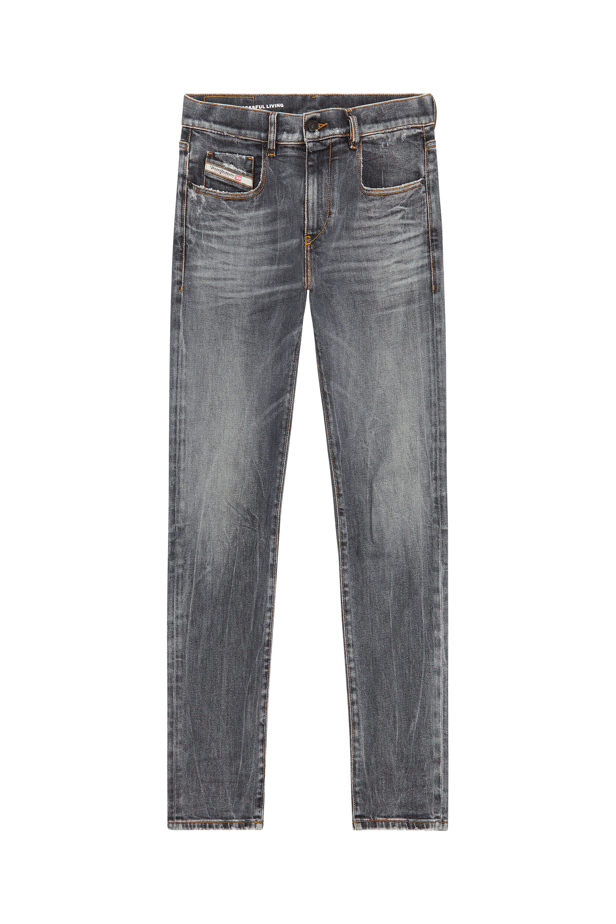 Diesel - 2019 D-Strukt 09E80 Slim Jeans, Schwarz/Dunkelgrau - Image 5