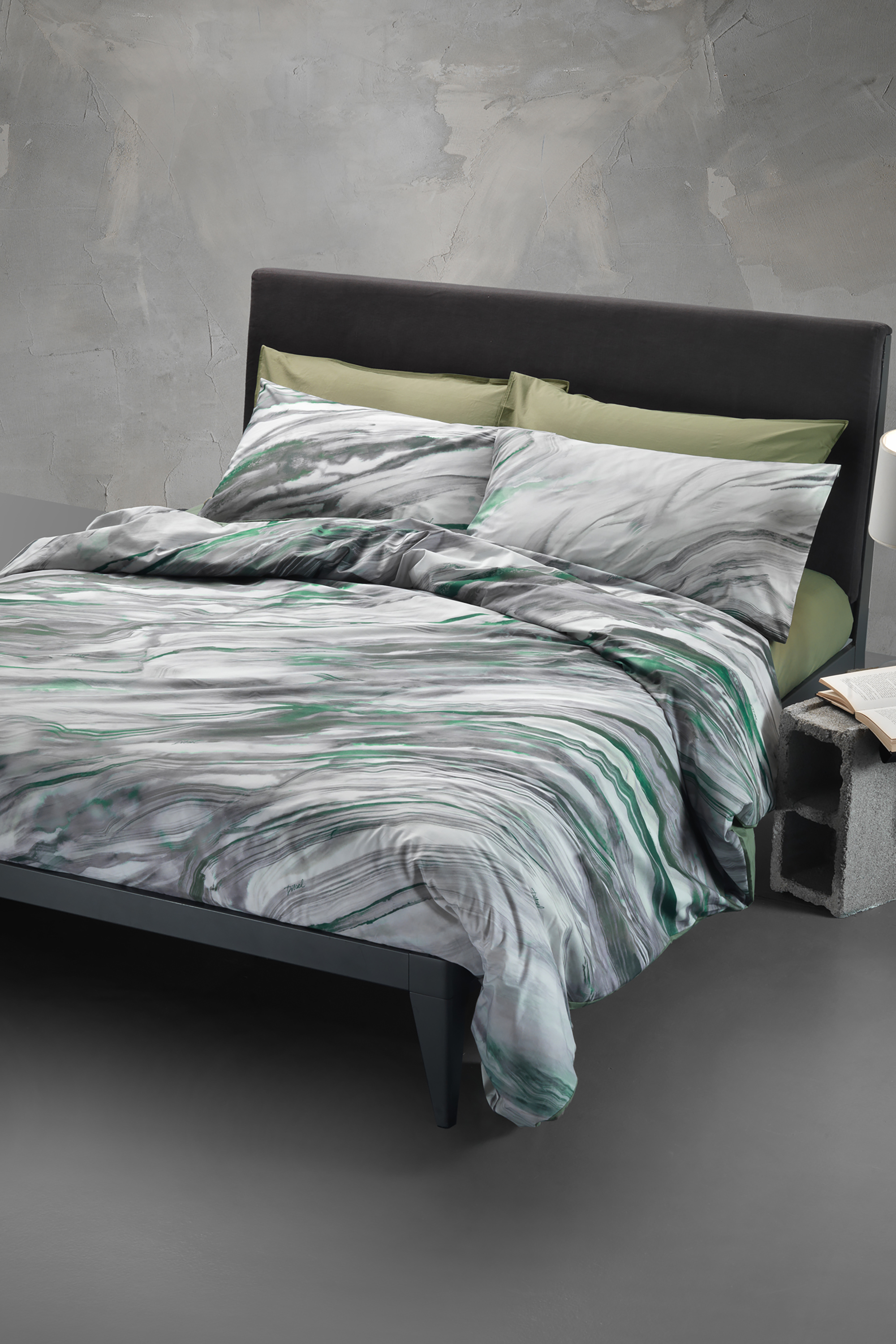 Diesel - 2003985 CLET WATER ROCK 250X290 PR004, Unisex Doppelbettwäsche-Set WATERROCK in Grau/Grün - 3