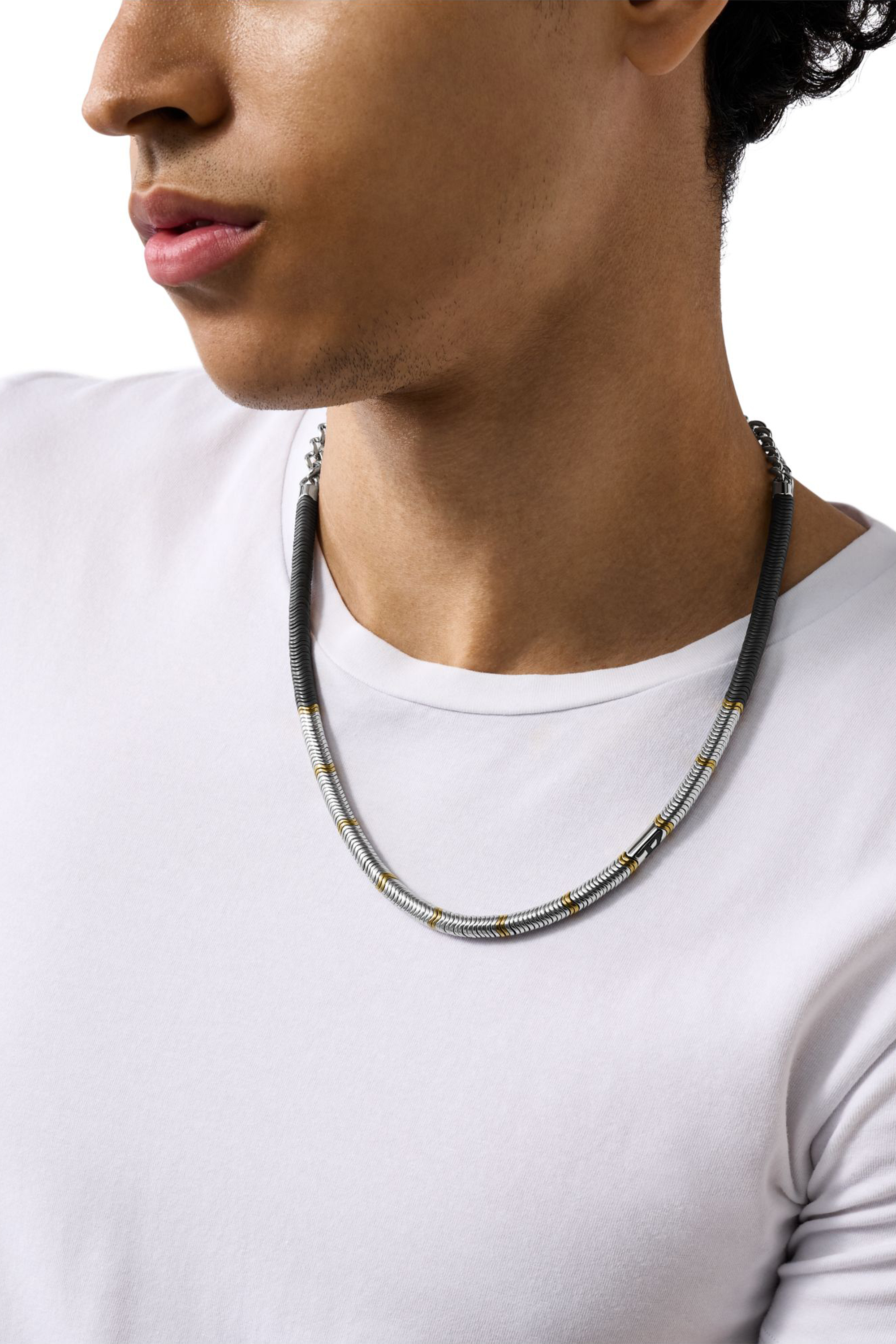 Diesel - DX1575931 JEWEL, Unisex Perlenhalskette aus Hämatit in Silber/Gold - 3