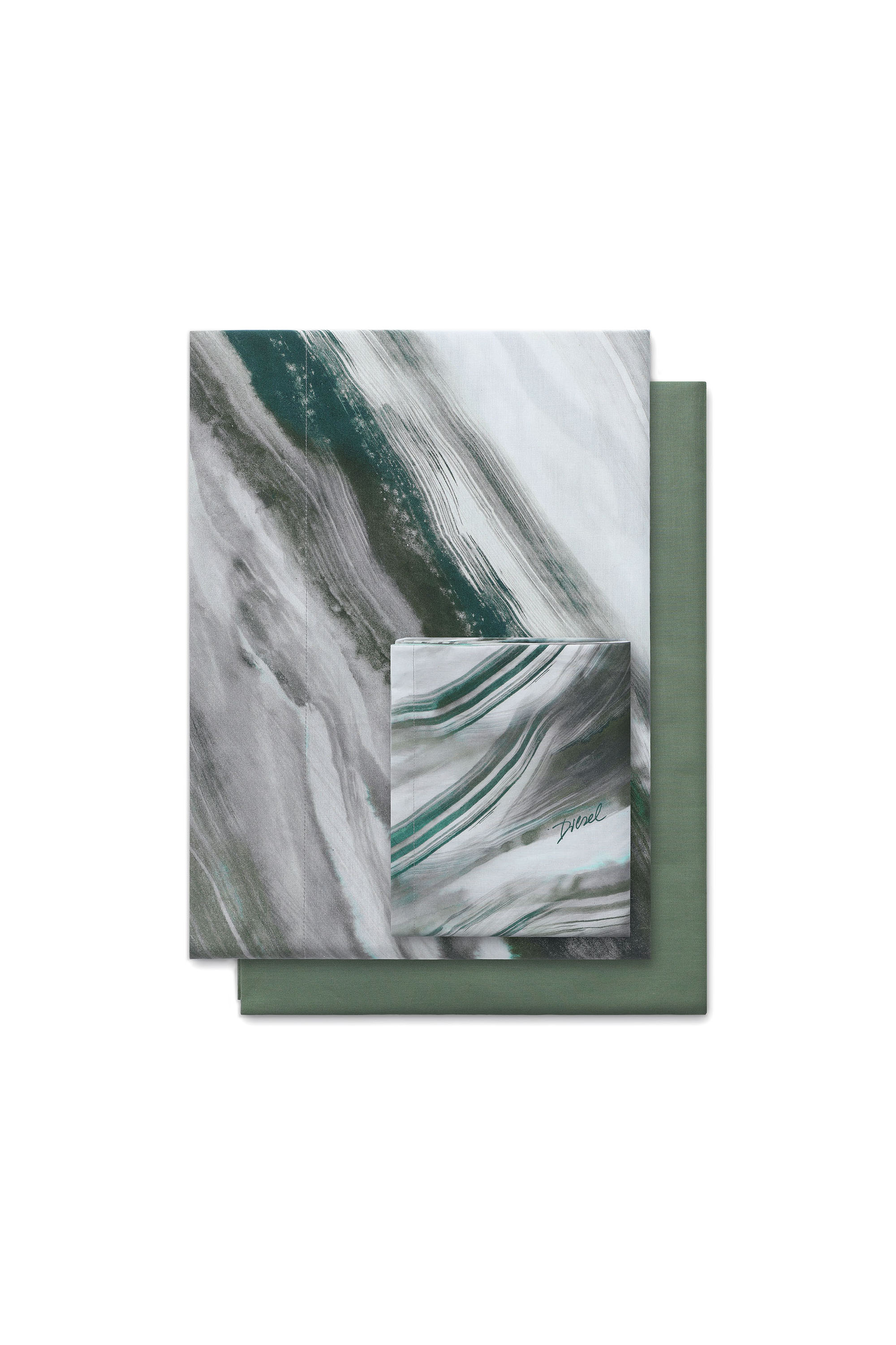 Diesel - 2003985 CLET WATER ROCK 250X290 PR004, Unisex Doppelbettwäsche-Set WATERROCK in Grau/Grün - 1