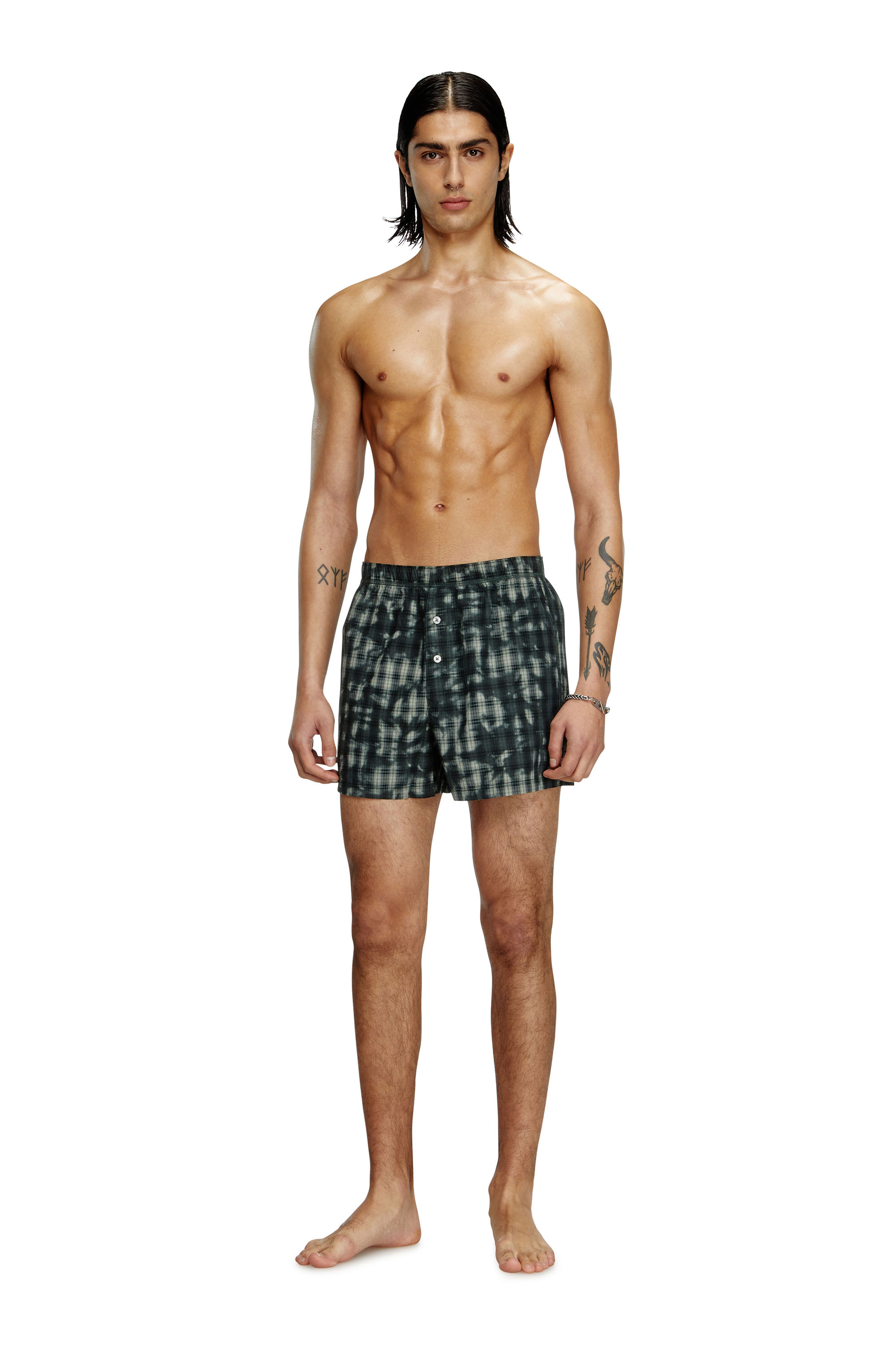 Diesel - STARK-UTLT, Unisex Boxershorts mit Karo-Print in Dunkelgrün - 1