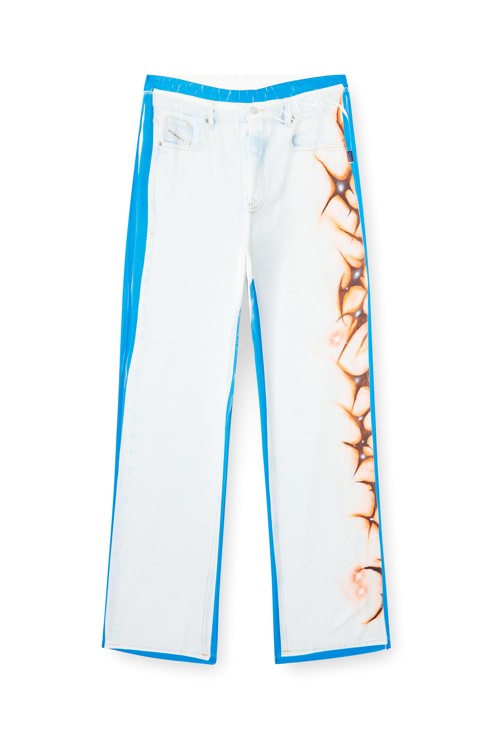 Diesel - P-AFTER-GRAFFITI-JAP, Unisex Hose im relaxed Fit mit Graffiti-Print in Blau/Weiss - 2