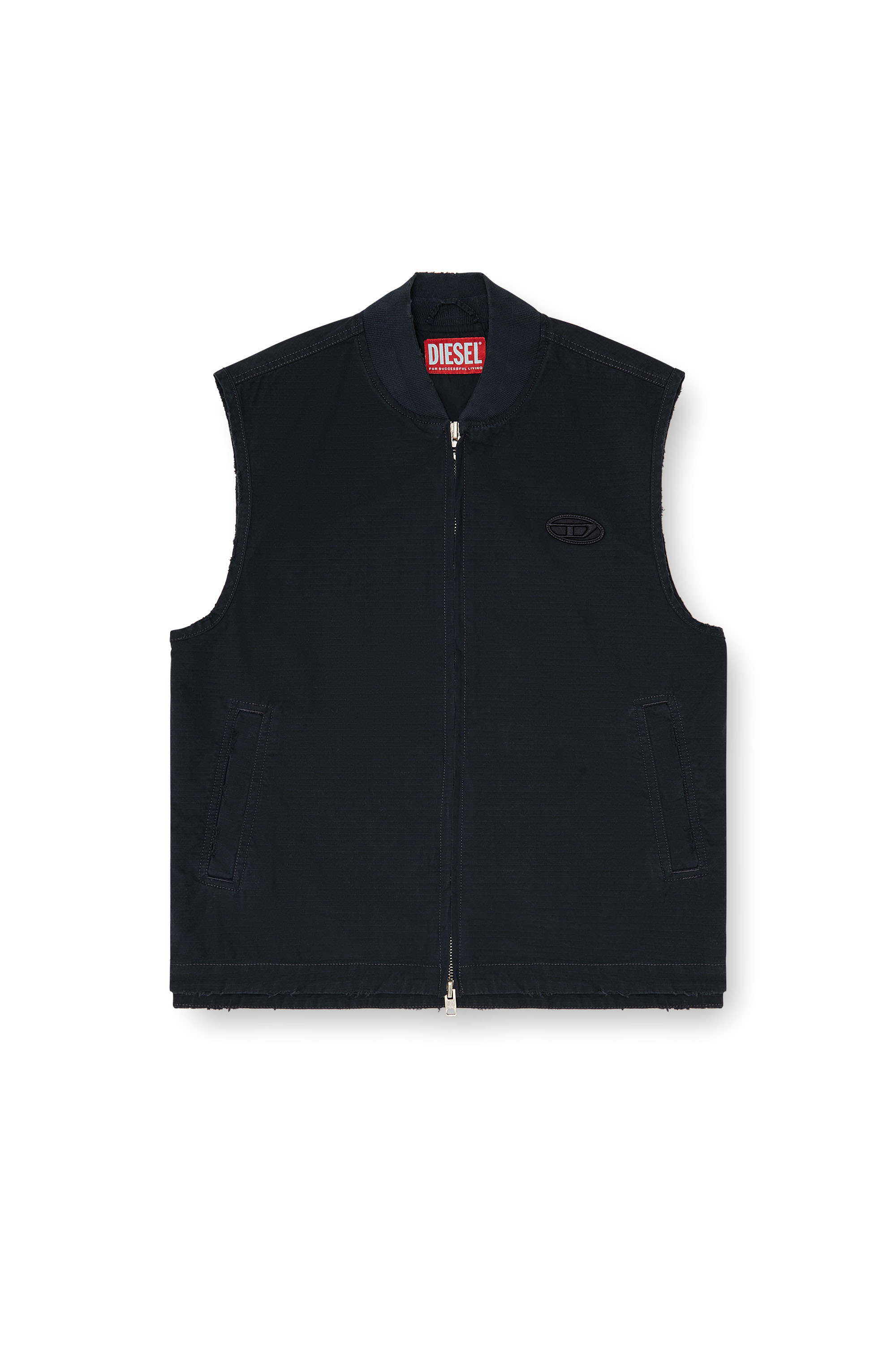 Diesel - J-TYPE-CO-SL, Herren Baumwoll-ripstop-Weste mit Oval D patch in Schwarz - 3