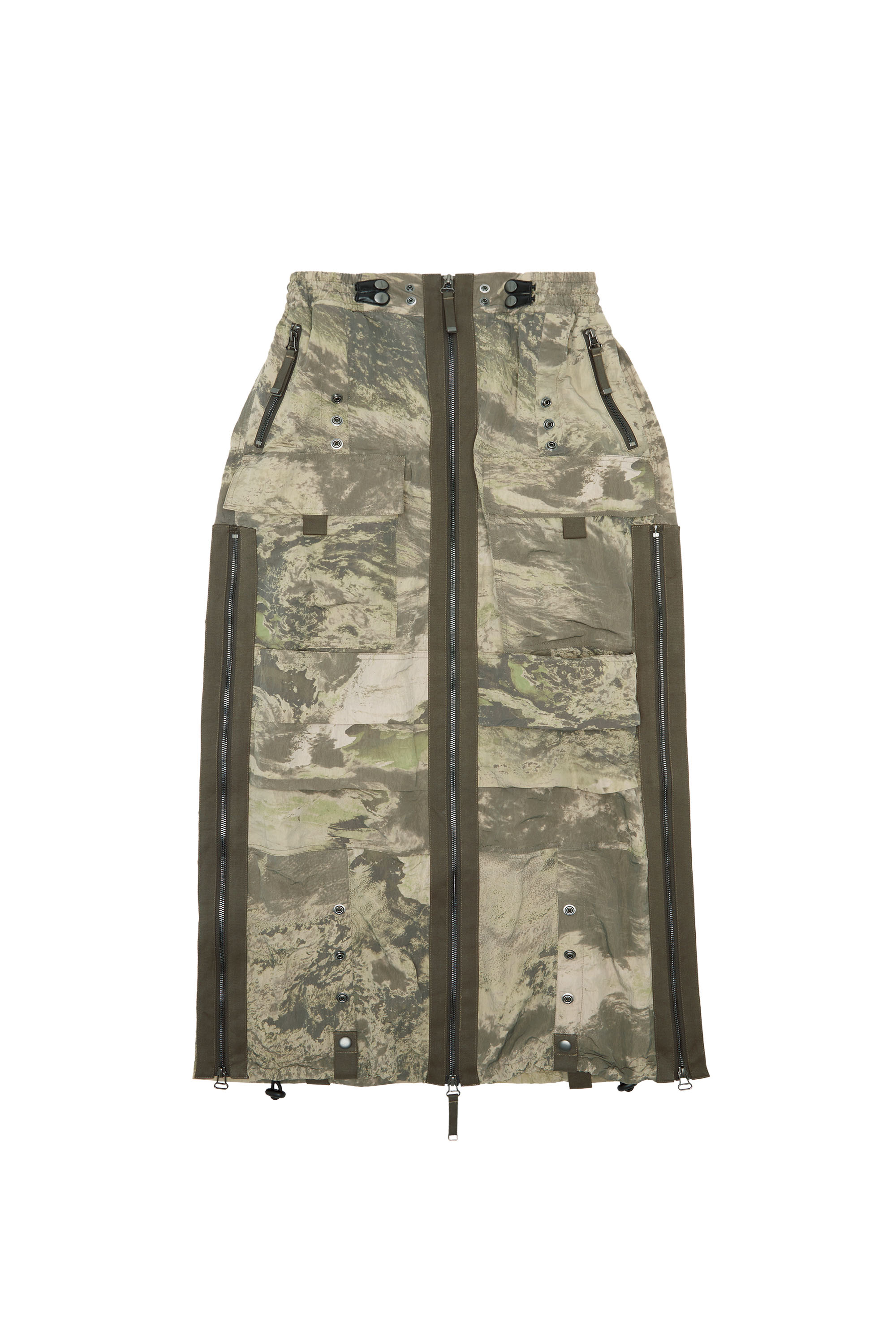 Diesel - O-CREP-N1, Woman's Long skirt with cargo pockets in Military Green - 3