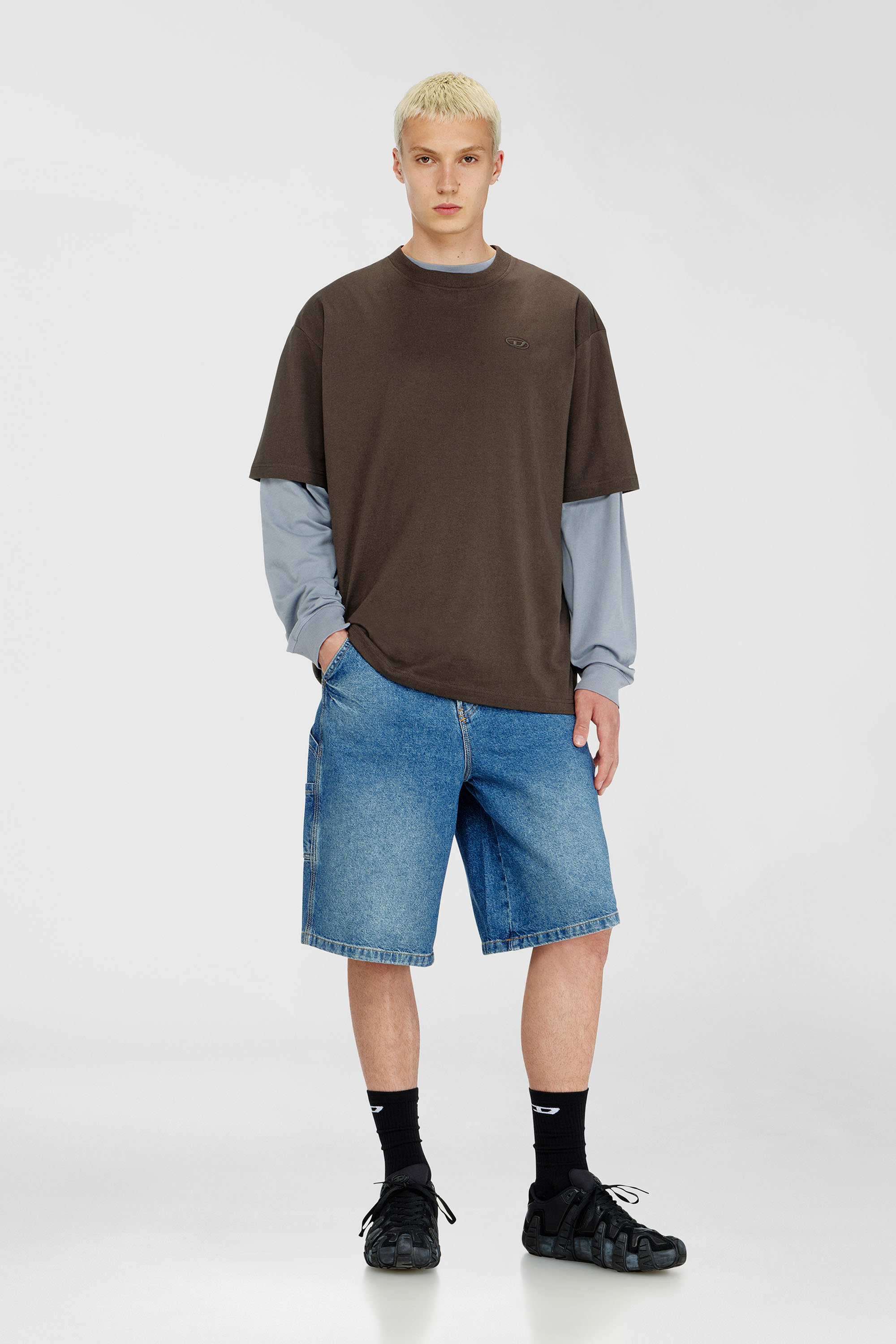 Diesel - T-BOGGY-MEGOVAL-D, Man's T-shirt with maxi oval D embroidery in Brown - 2