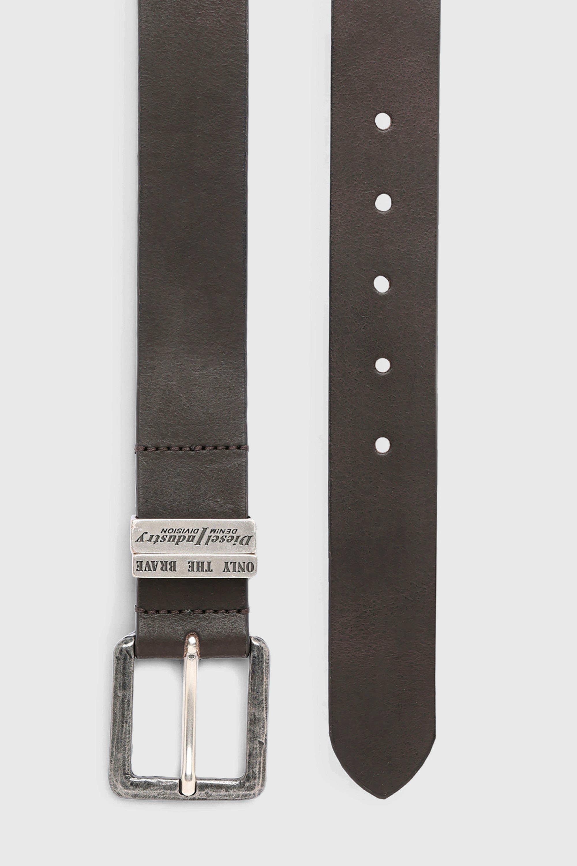 Diesel - B-GUARANTEE-A, Herren 3.4cm Lederg&uuml;rtel mit br&uuml;nierten Metallelementen in Braun - 3