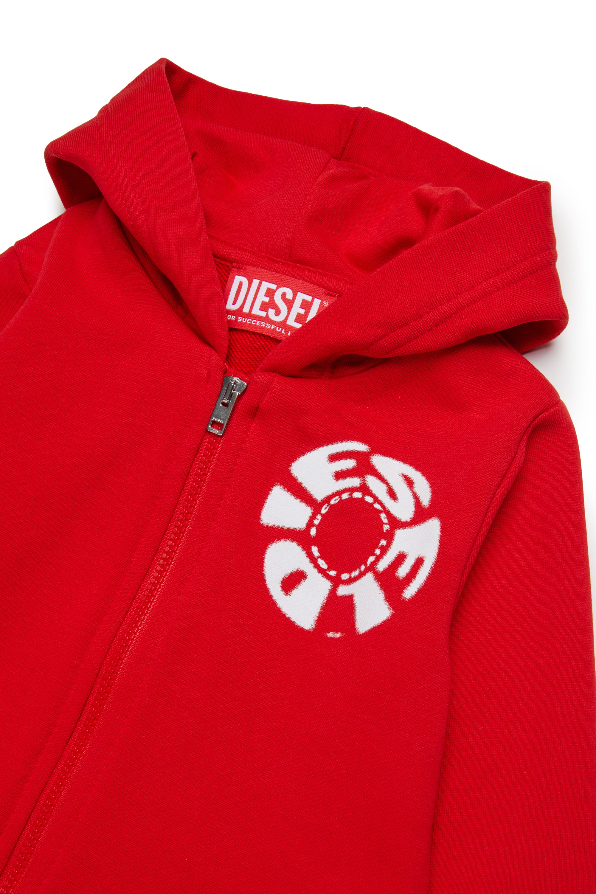 Diesel - SPRAVONB, Herren Kapuzenpullover aus Baumwolle mit durchgehendem Reißverschluss in Rot - 3