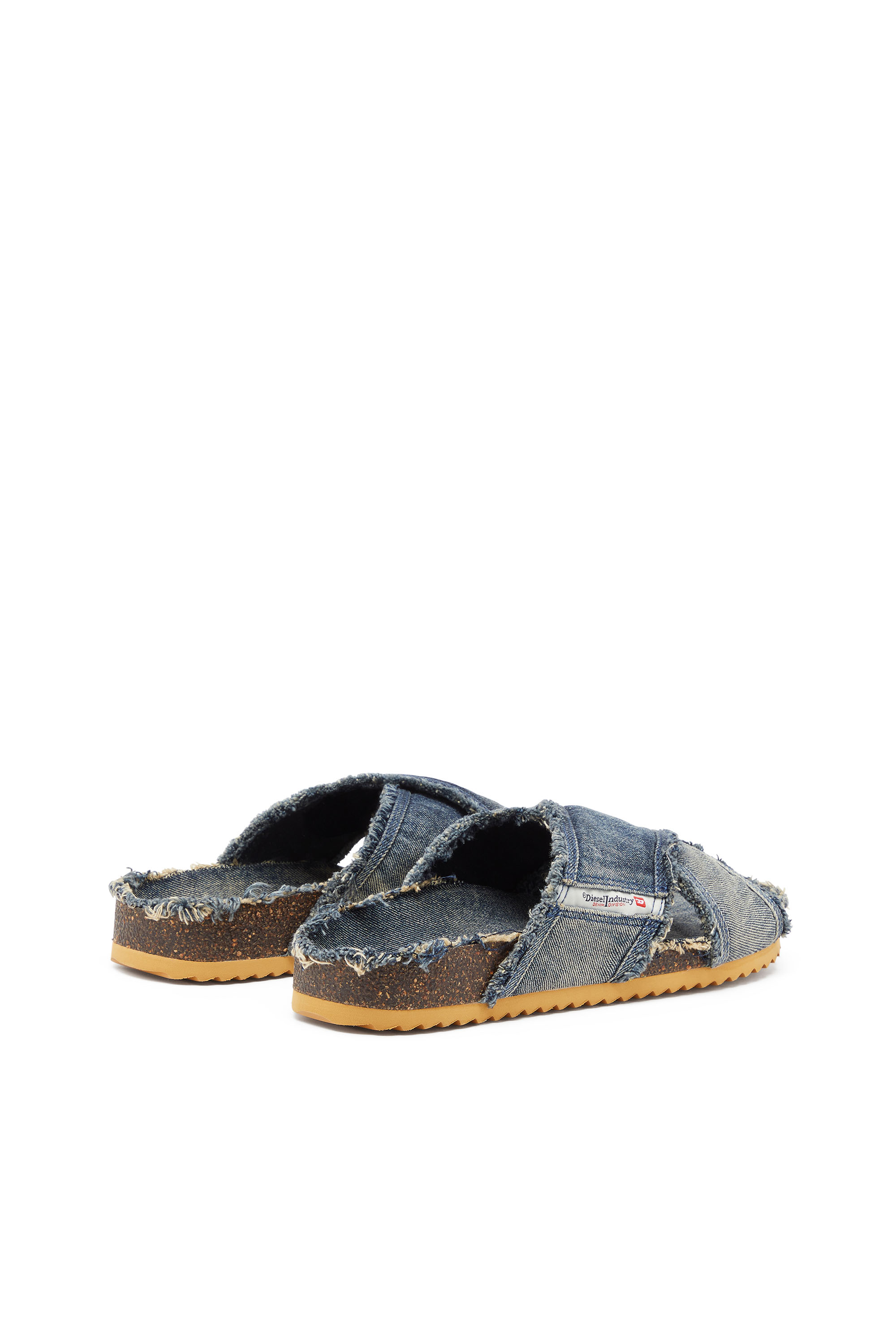 Diesel - D-WOODSTOCK CROSS, Herren D-Woodstock-Crossover-Slides in ausgefranstem Denim in Mittelblau - 3