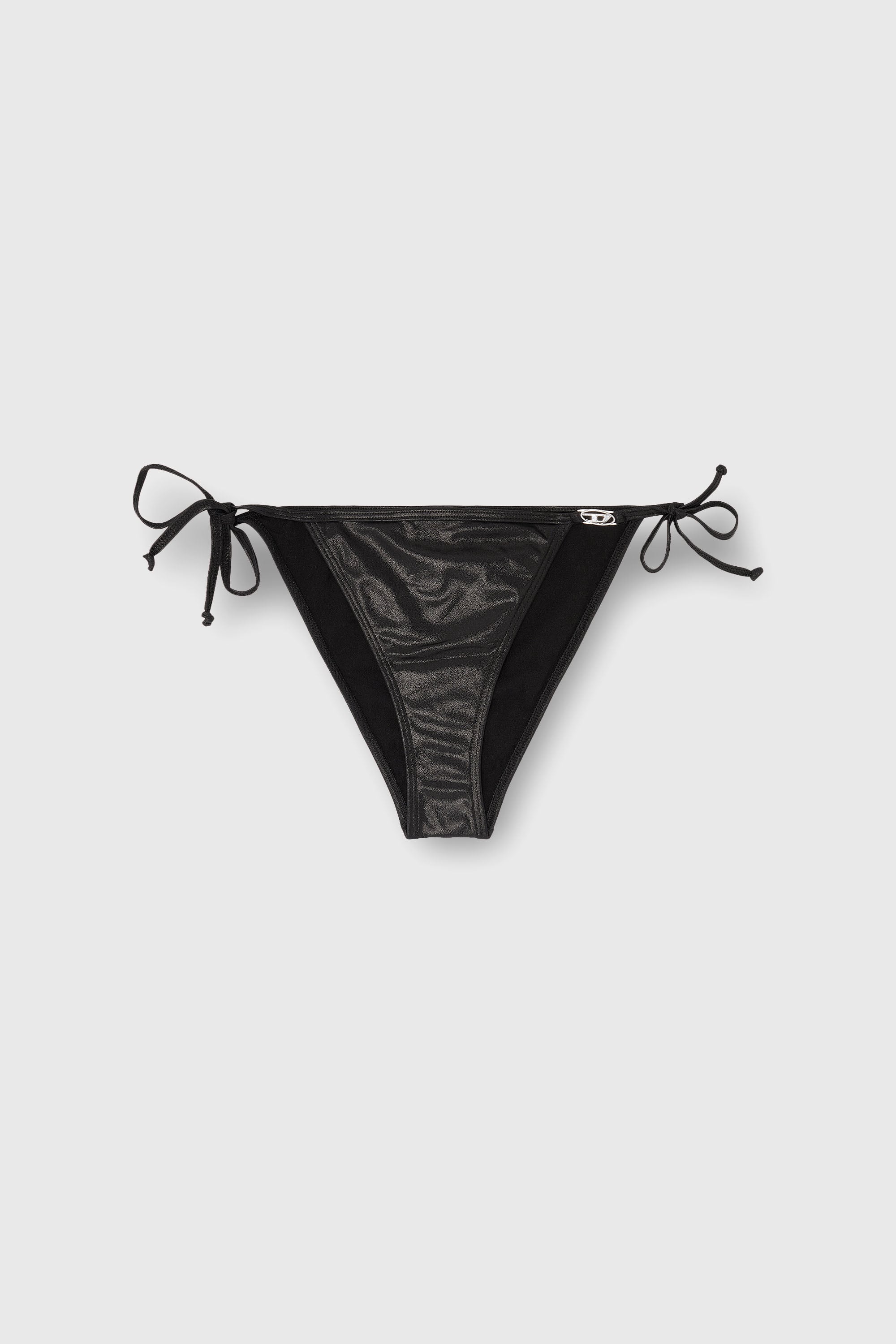 Diesel - BRIGITTES-DNM, Damen Seitlich gebundene Bikinihose aus schimmerndem Stoff in Schwarz - 4