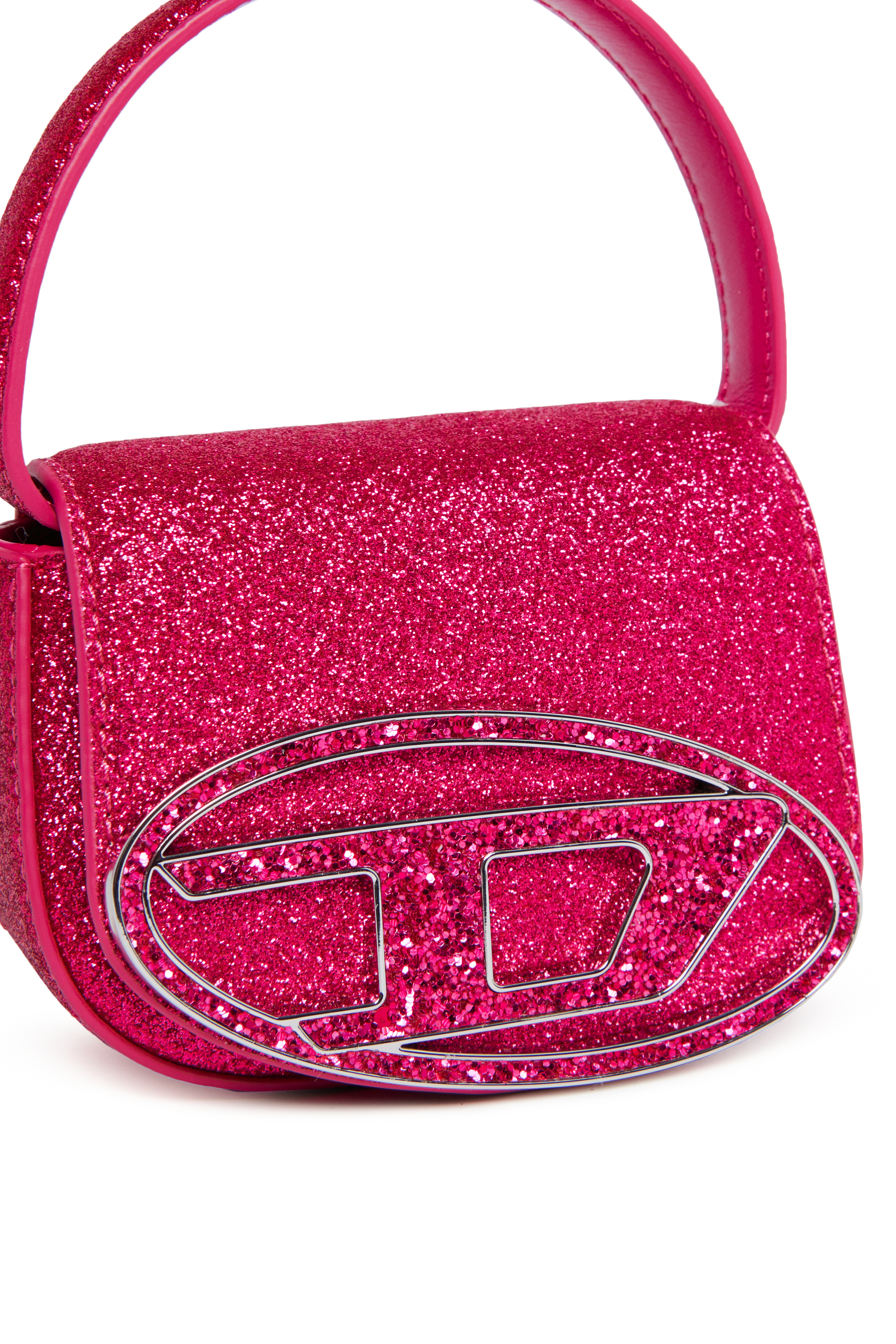 Diesel - 1DR XS, Damen Ikonische Minitasche aus Glitzerstoff in Rosa - 4