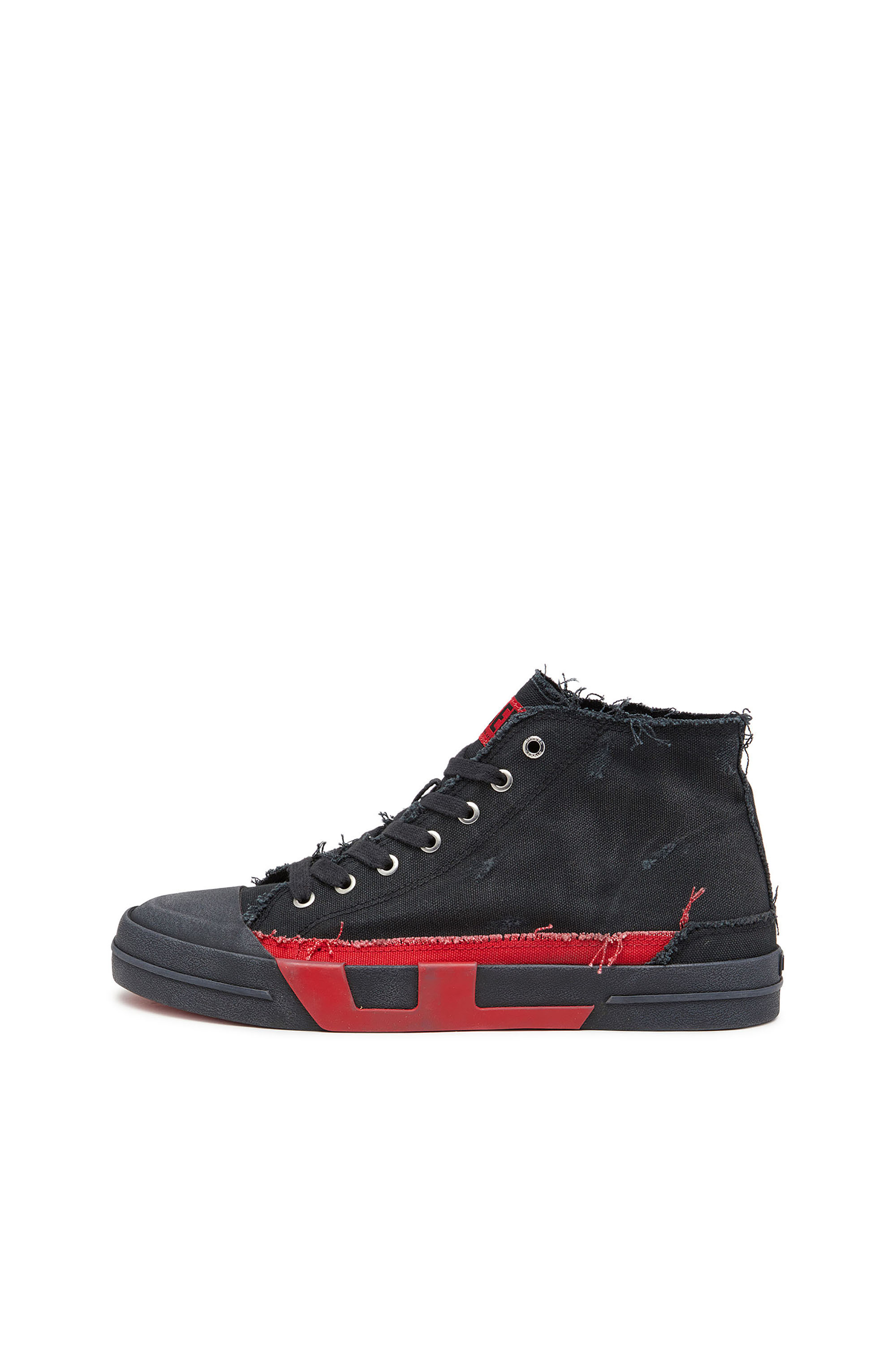 Diesel - S-D-VERSE MID II, Herren S-D-Verse-High-Top-Sneakers aus Canvas in vielgetragener Optik in Schwarz/Rot - 8