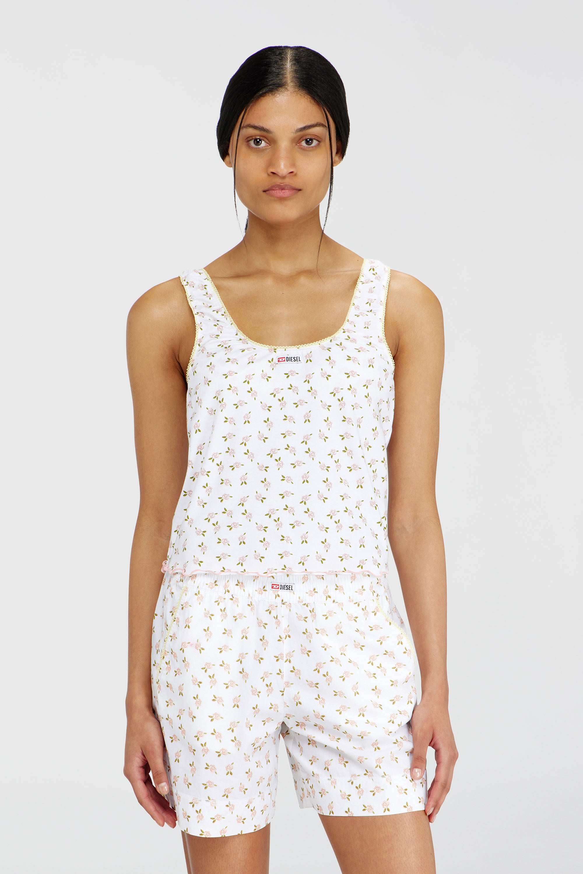 Diesel - GEORGIE-D-CORE, Damen Stretch-Baumwolltop mit Blumenprint in Wei&szlig; - 1