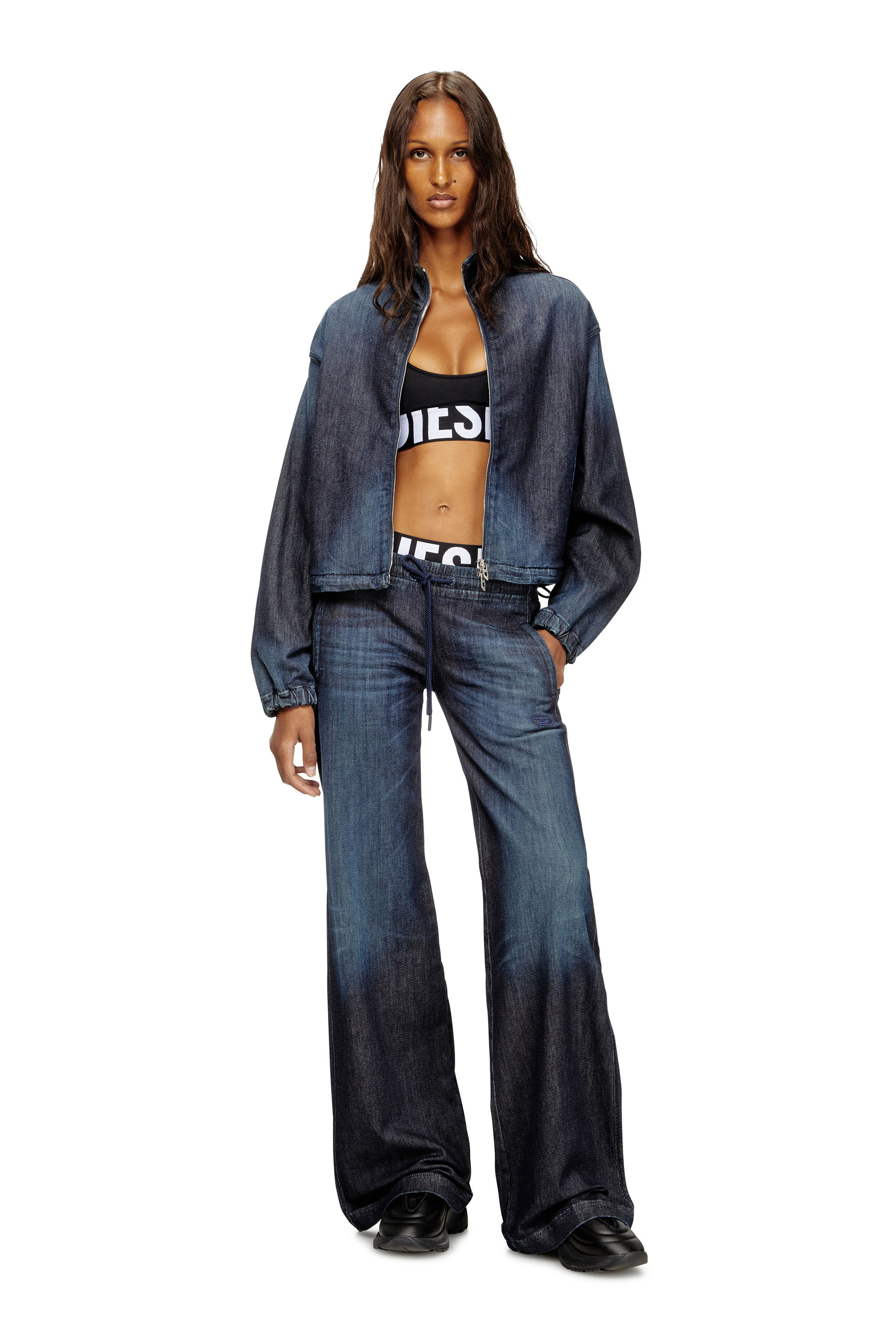 Diesel - ALLISON-D-POP, Woman's Microfibre sports bra with cut-off logo in Black - 6