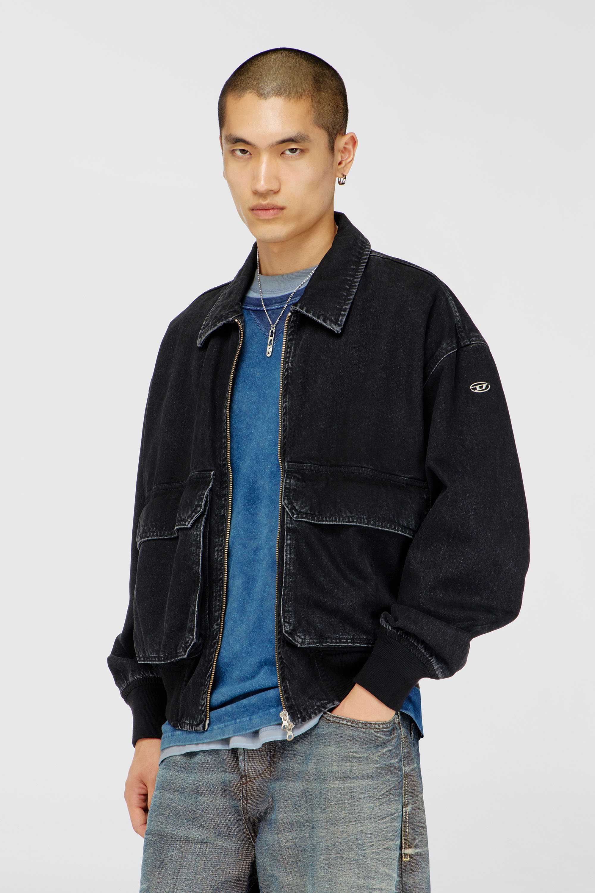 Diesel - D-KURZ, Unisex Jacke aus Denim in Schwarz - 1