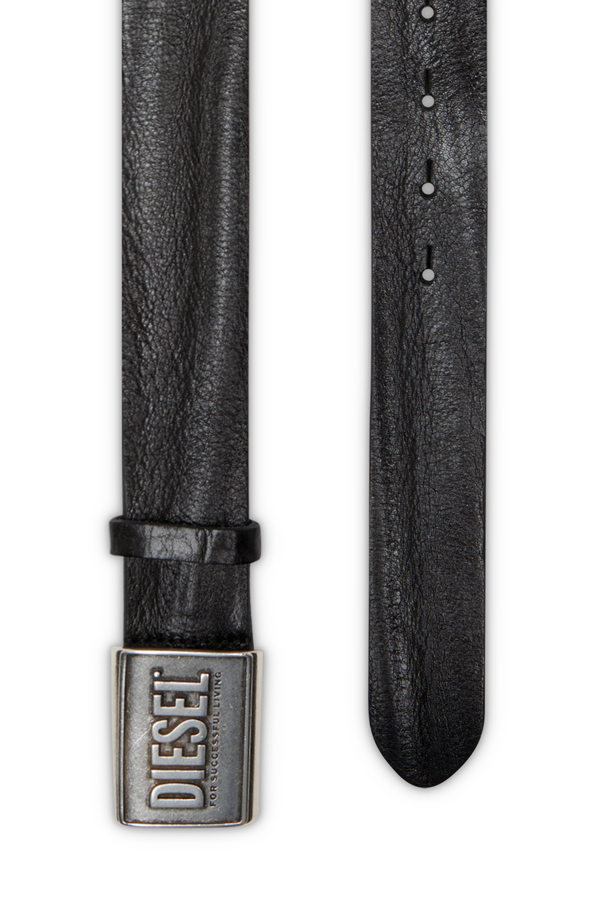 Diesel - B-METAL BISCOTTO, Herren Ledergürtel 4 cm mit Logoplatte in Schwarz - 2
