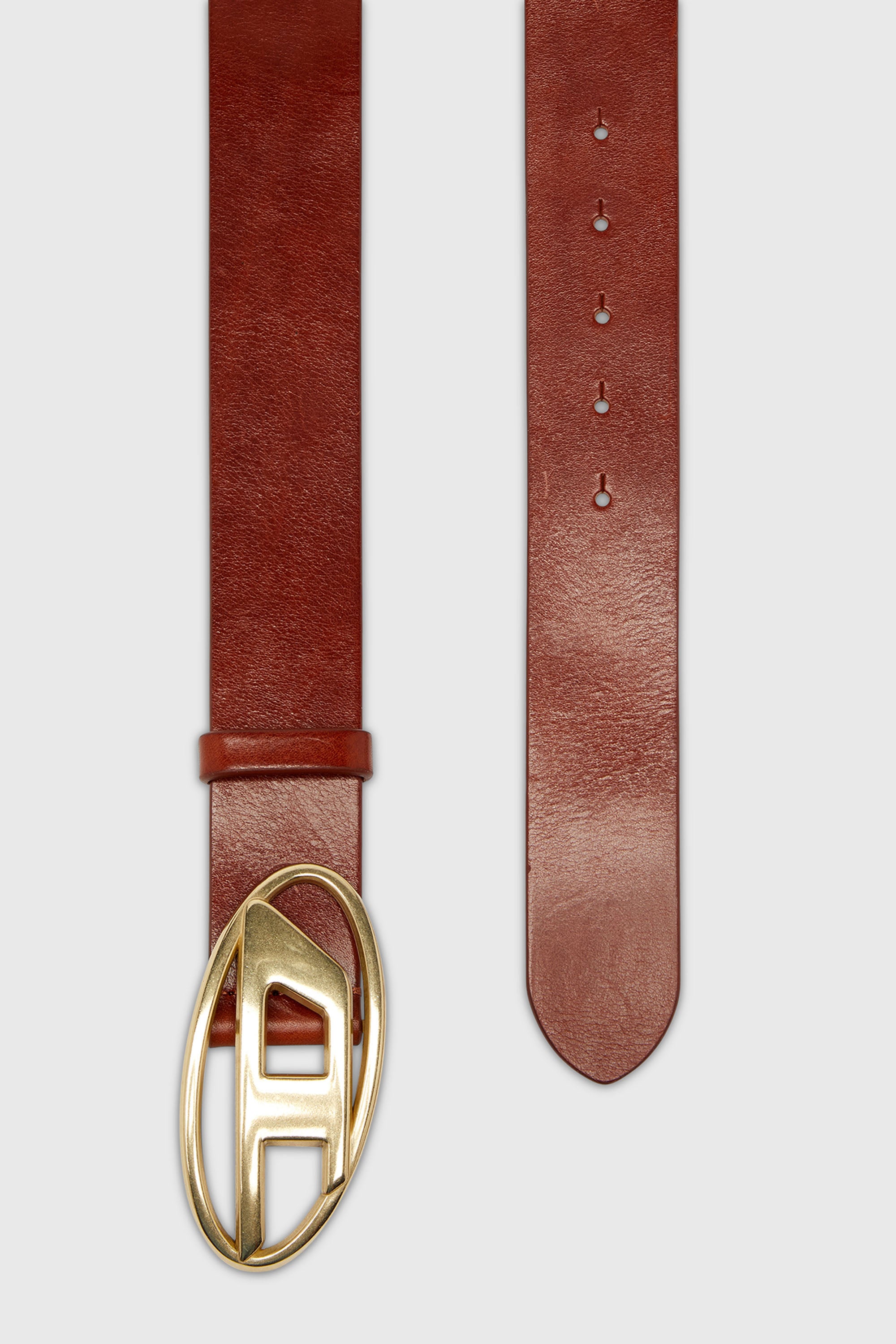 Diesel - B-1DR W, Unisex 4 cm Lederg&uuml;rtel mit ovaler D-Schnalle in Braun/Gold - 2