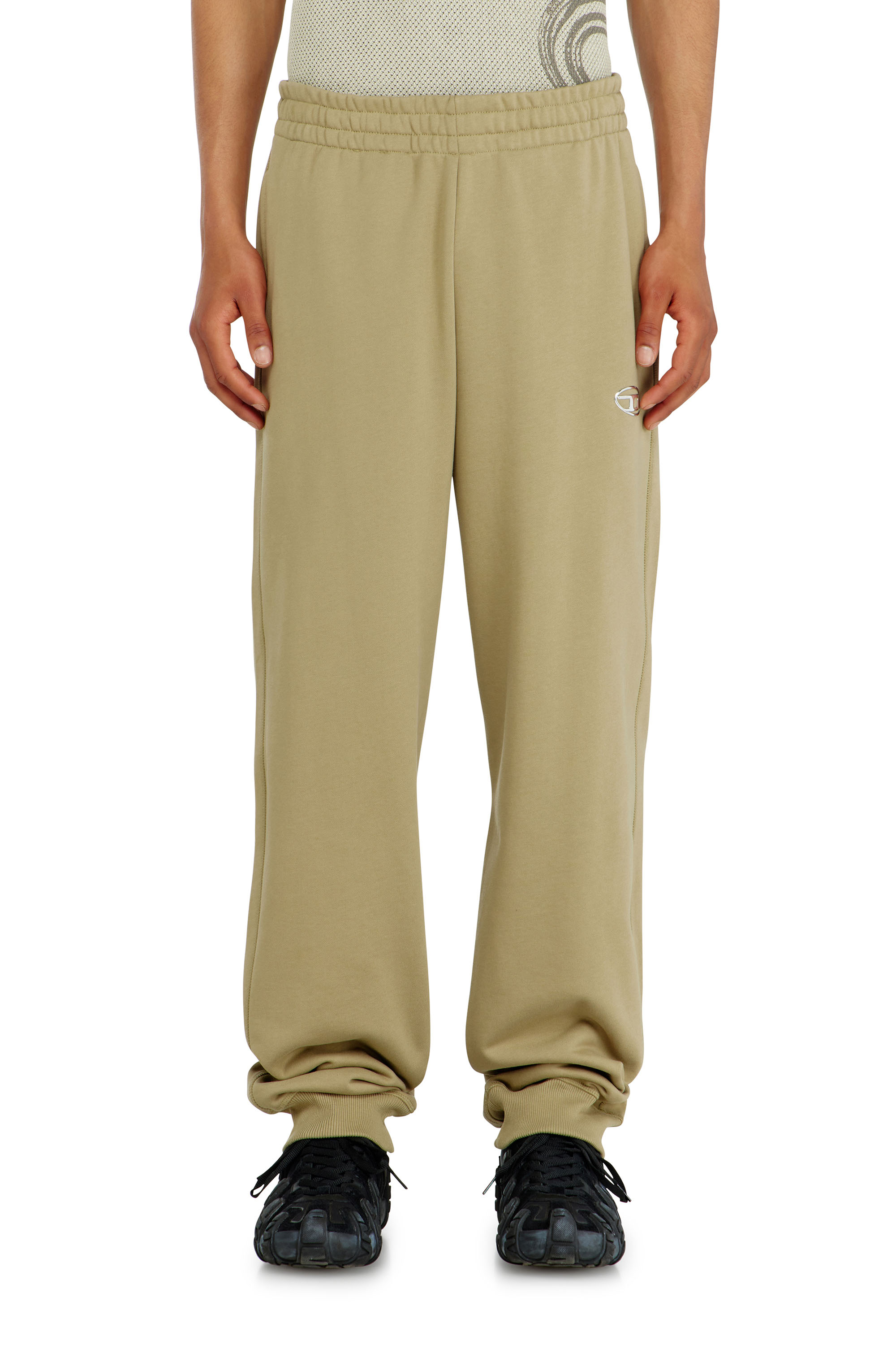 Diesel - P-MARKY-IOD, Herren Baumwollsweatpants mit metallischem Oval D in Beige - 3