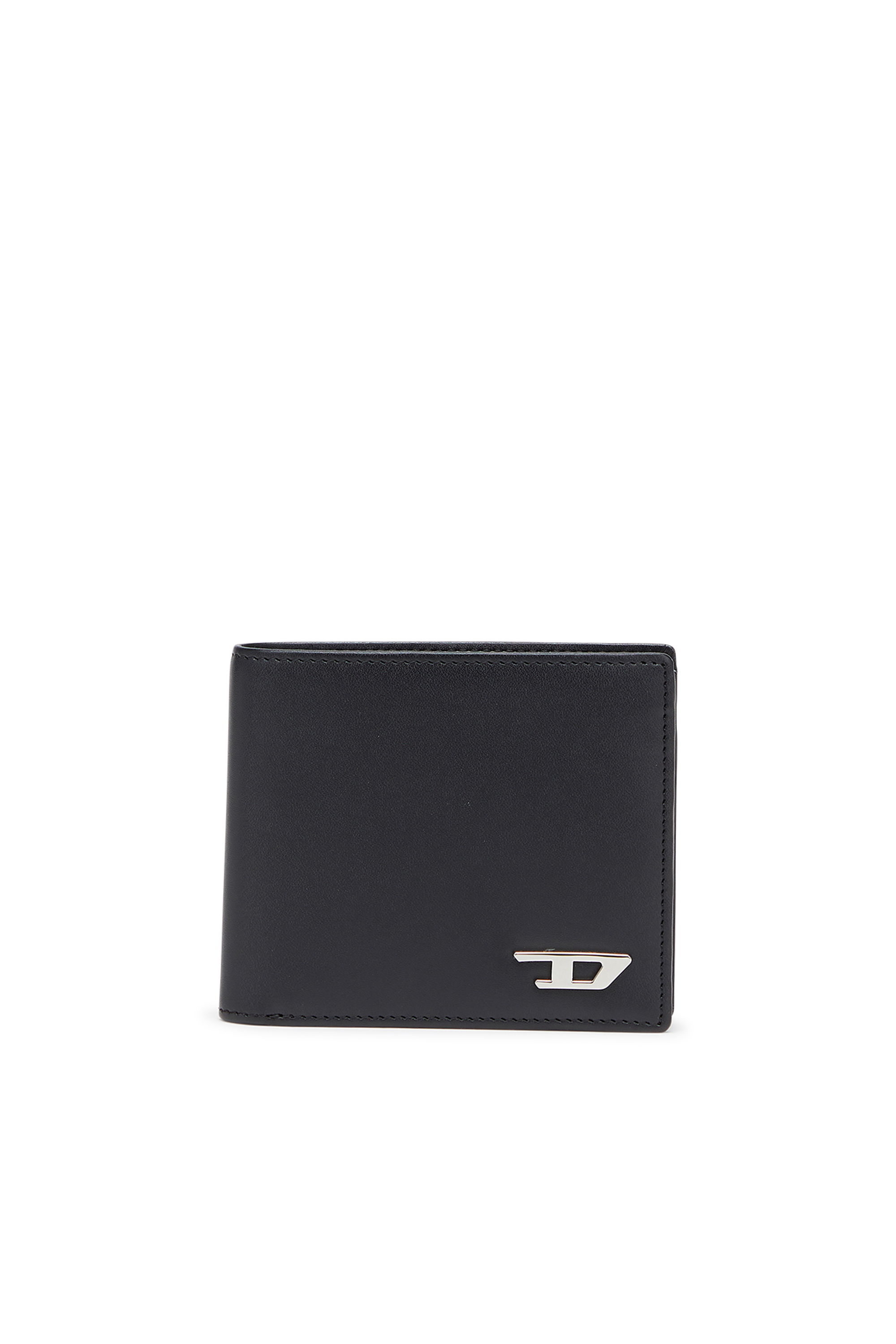 Diesel - D-LOGO 2.0 BI FOLD COIN S, Herren Zweifach faltbare Geldb&ouml;rse aus Leder mit M&uuml;nzfach in Schwarz - 1