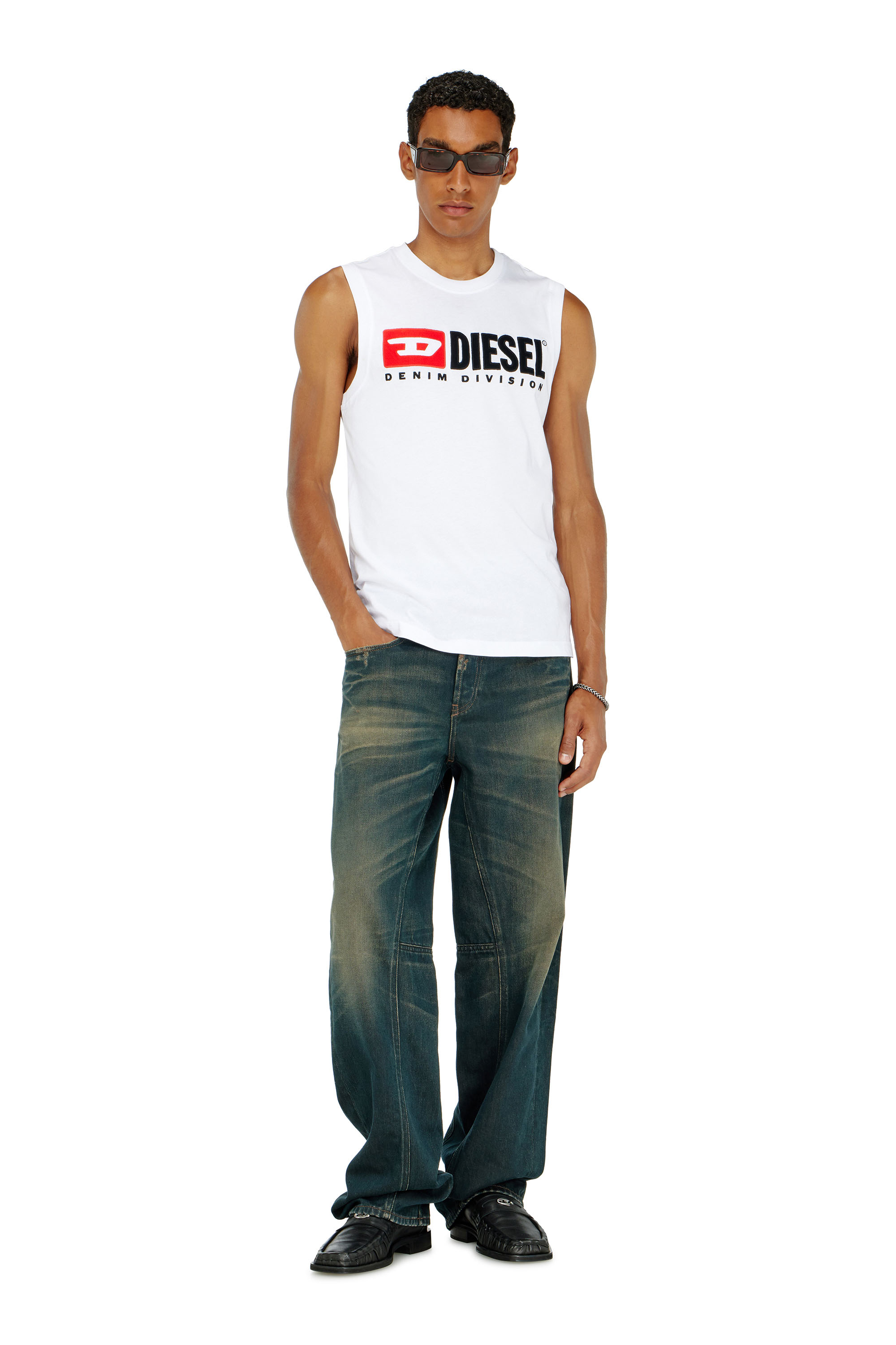 Diesel - T-ISCO-DIV, Herren Tanktop mit Logo-Print vorn in Wei&szlig; - 2