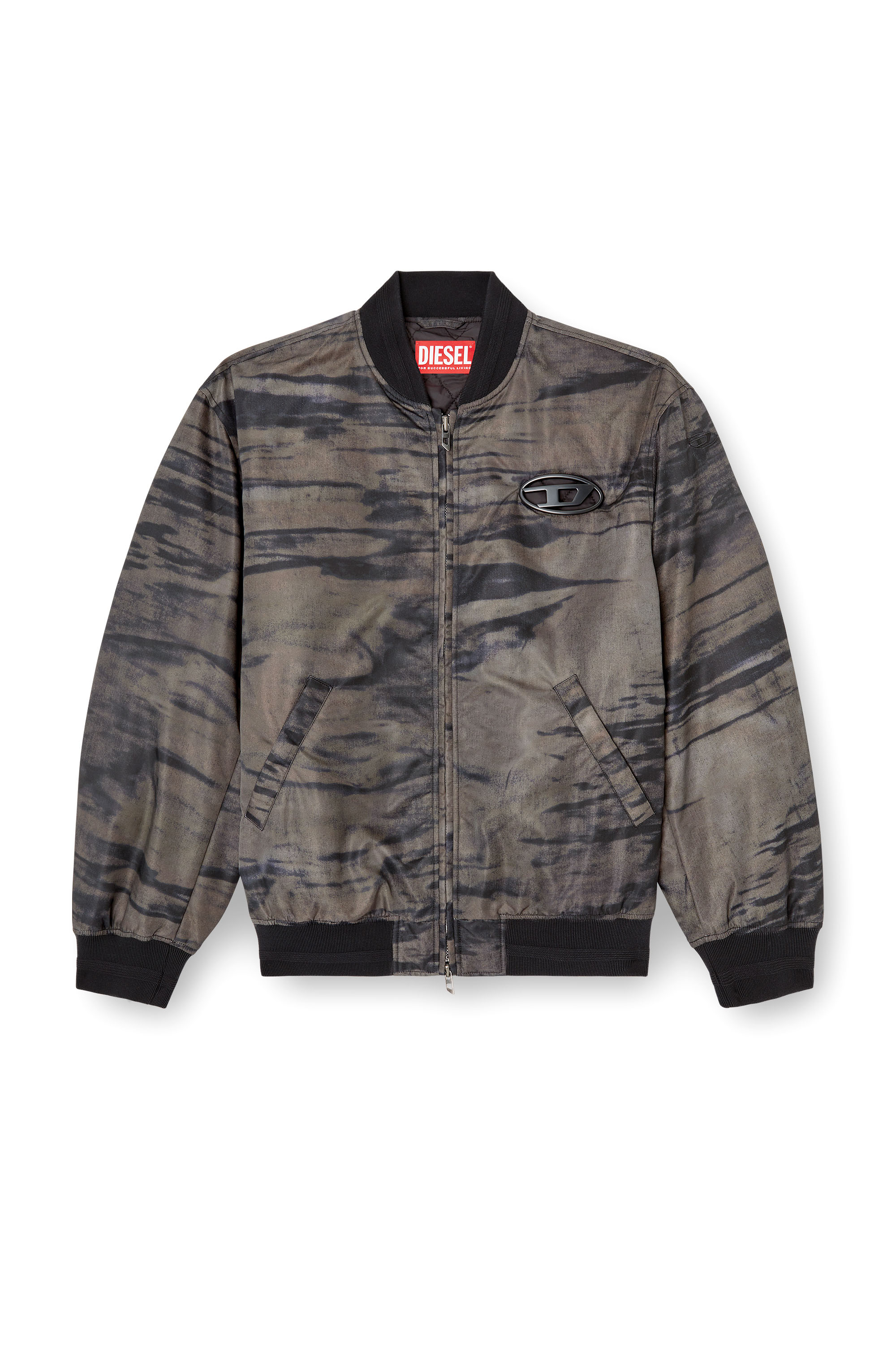 Diesel - J-KEPES-DLBZ, Herren Padded bomber jacket in printed satin in null - 3