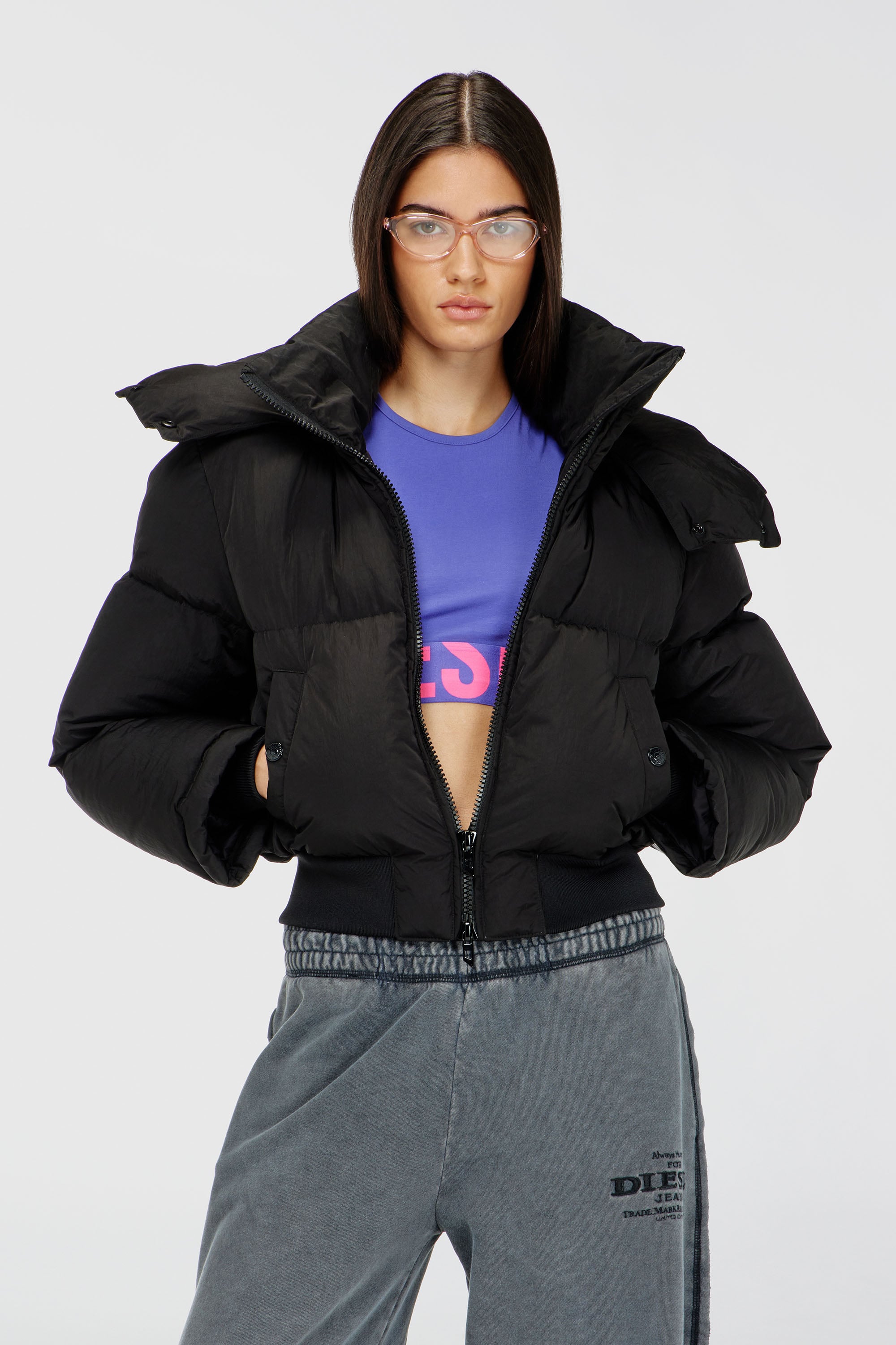 Diesel - ADA-D-POP, Damen Verk&uuml;rztes Tanktop mit Cut-off-Logo in Violett - 1