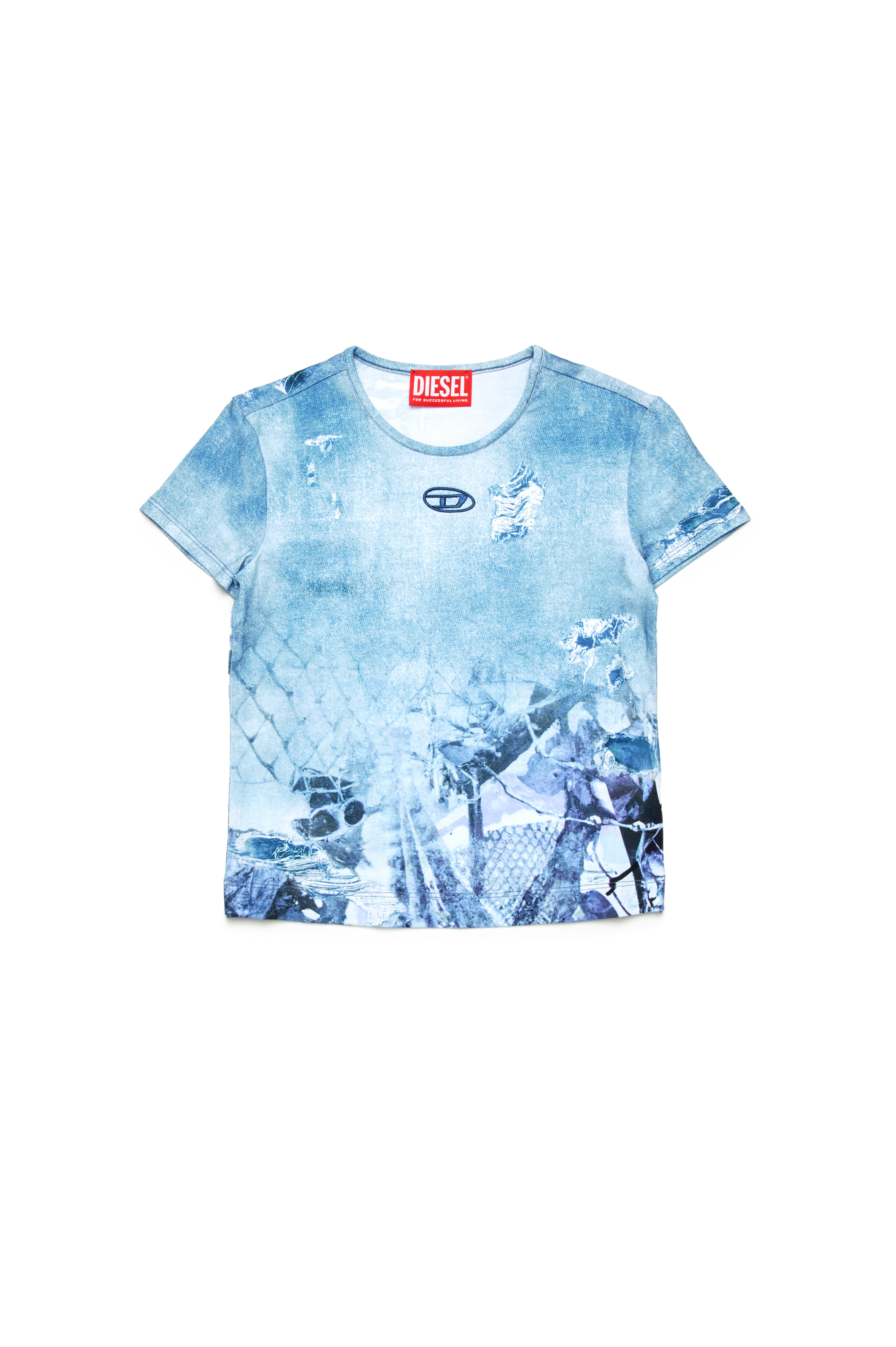 Diesel - TUNCSKI, Damen T-Shirt mit Camouflower-Print in Hellblau - 1