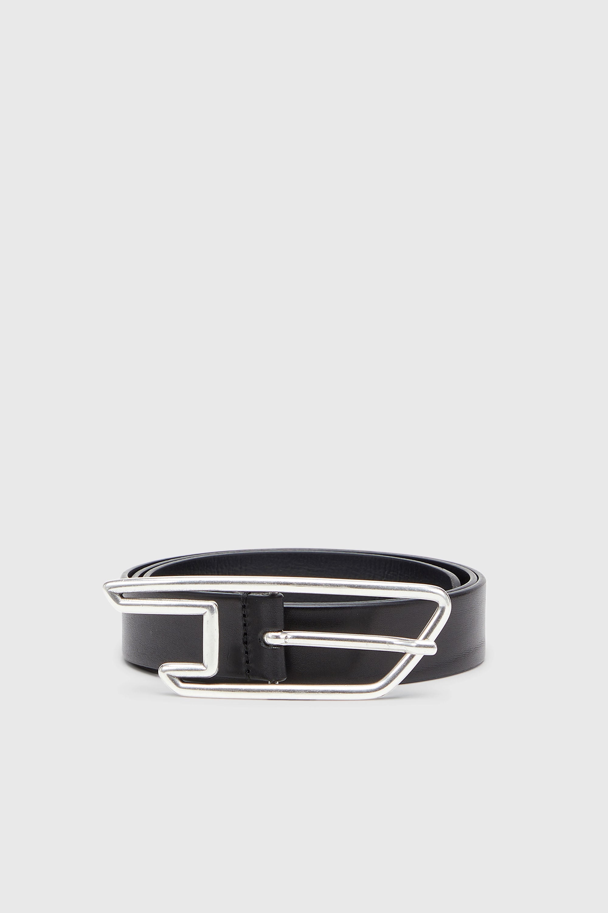 Diesel - B-D LINE 30, Unisex 3 cm breiter Lederg&uuml;rtel mit D-Logo-Schnalle in Schwarz - 1