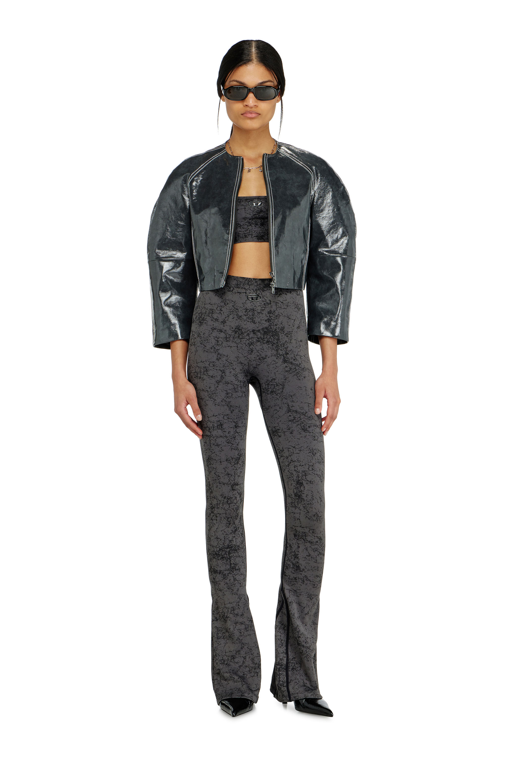 Diesel - CORNELIA-UTLT, Damen Fared leggings mit Utility-Print in Dunkelgrau - 3