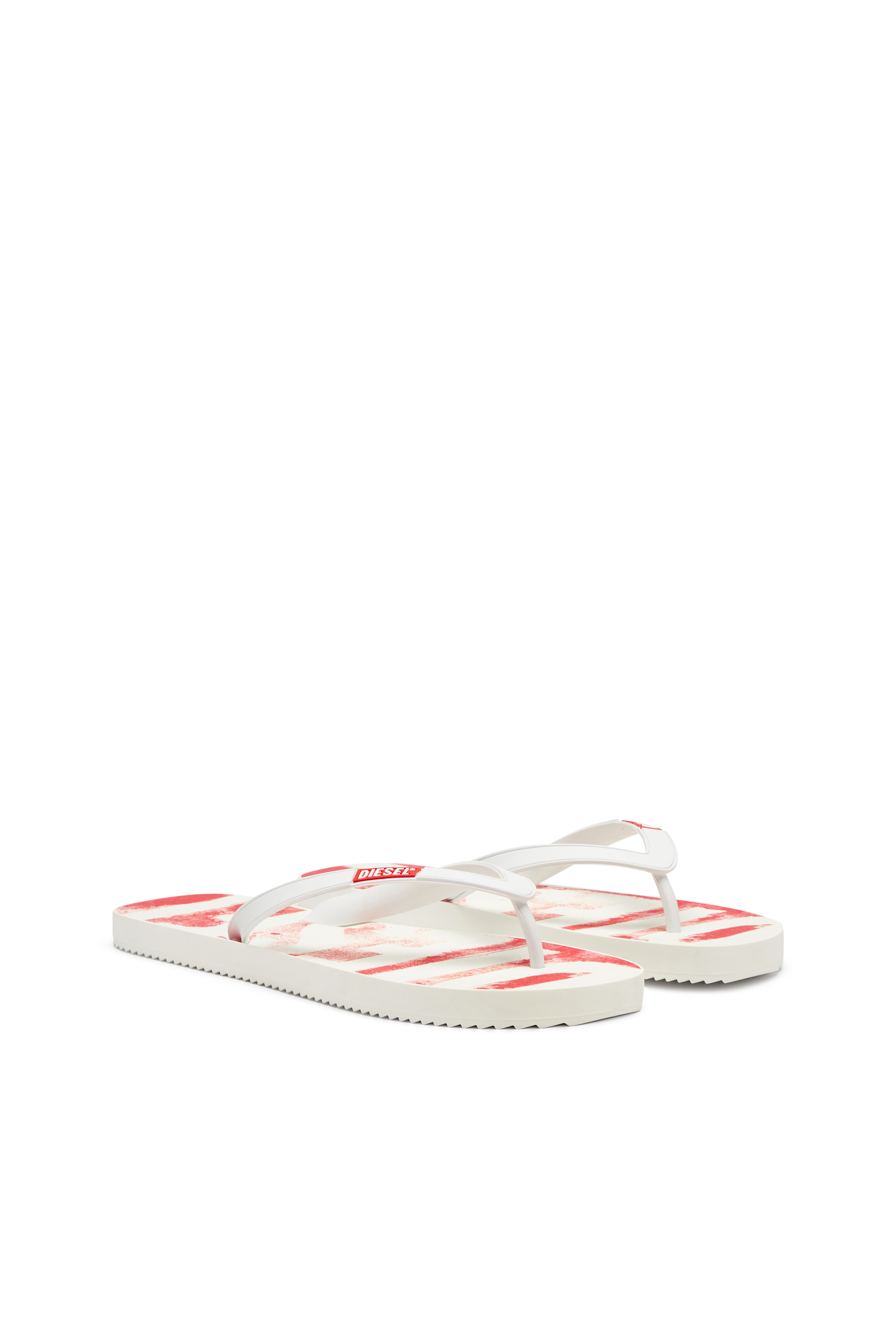 Diesel - SA-RIO, Herren Flip-Flops aus Gummi mit Graffiti-Logo in Weiss/Rot - 2