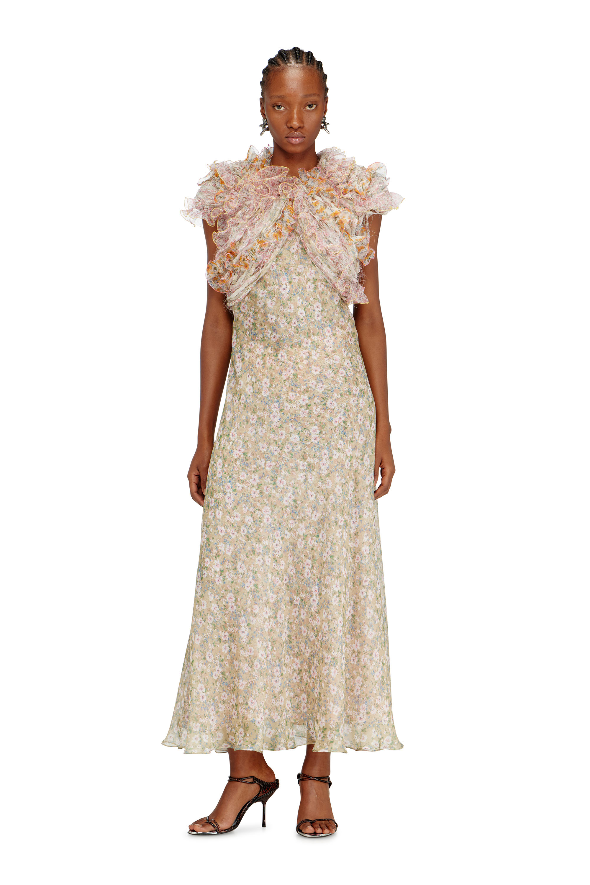 Diesel - D-FIBY, Damen Seidenkleid mit Blumenmuster in Bunt - 1