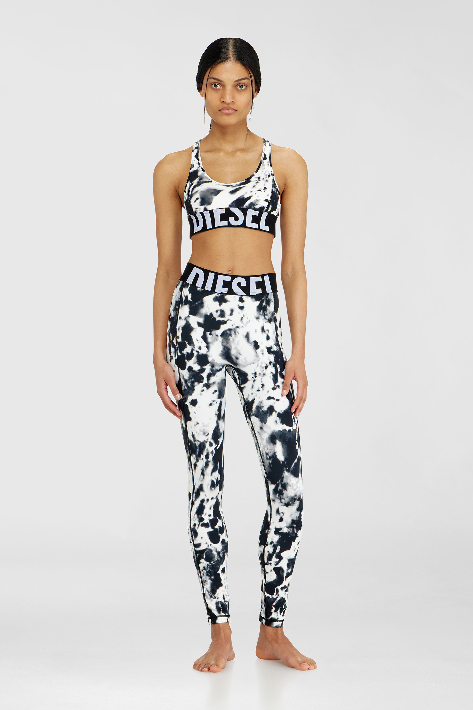 Sports bra in printed microfibre