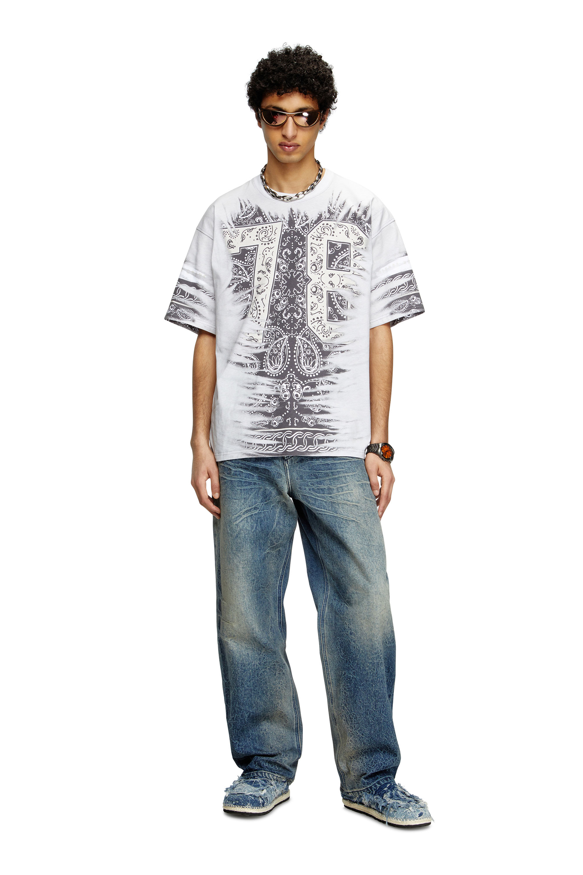 Diesel - T-BOXT-78-R1, Herren T-Shirt mit 78-Bandana-Print in Wei&szlig; - 1