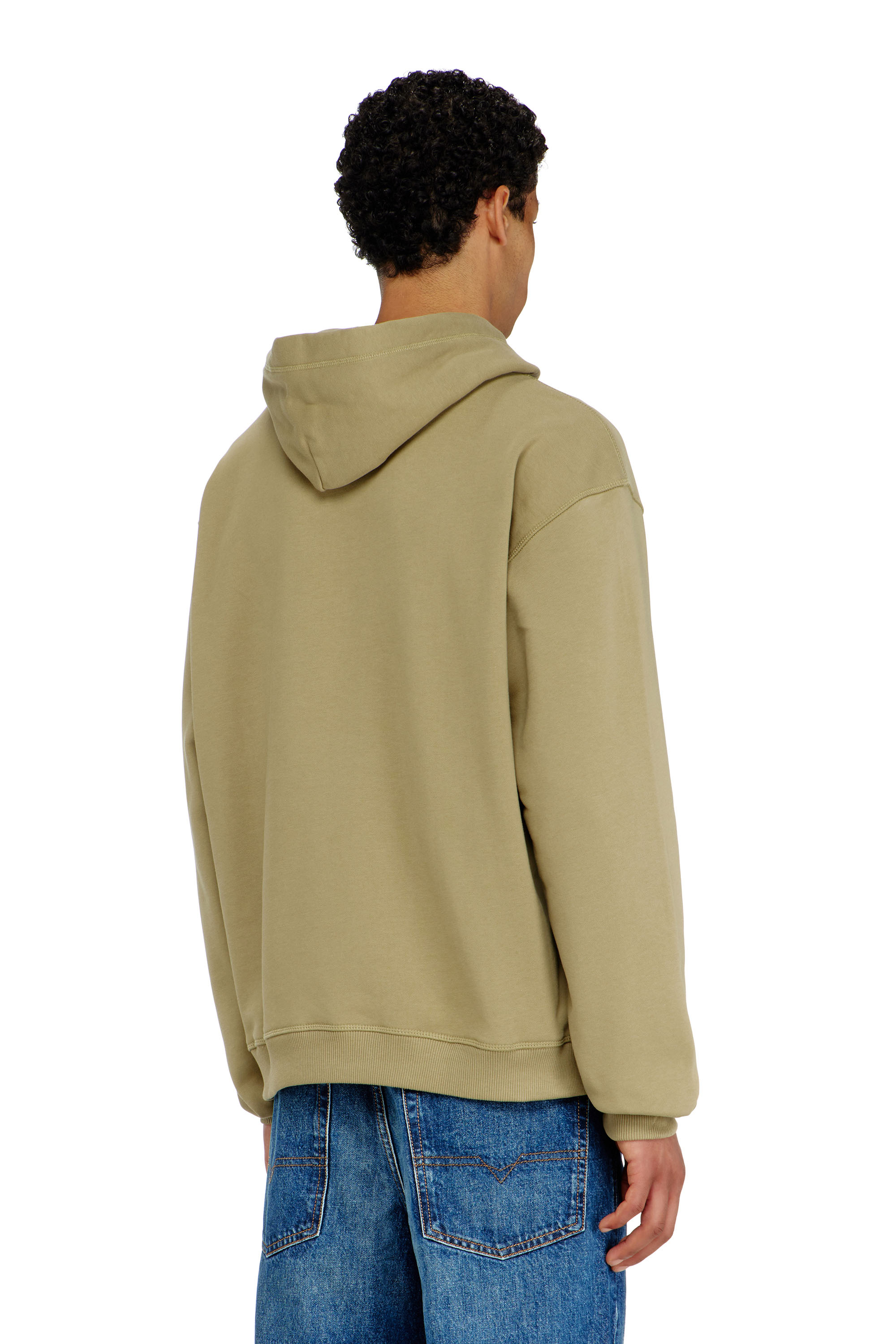 Diesel - S-NORM-HOOD-IOD, Herren Baumwoll-Hoodie mit metallischem Oval D in Olivgr&uuml;n - 4