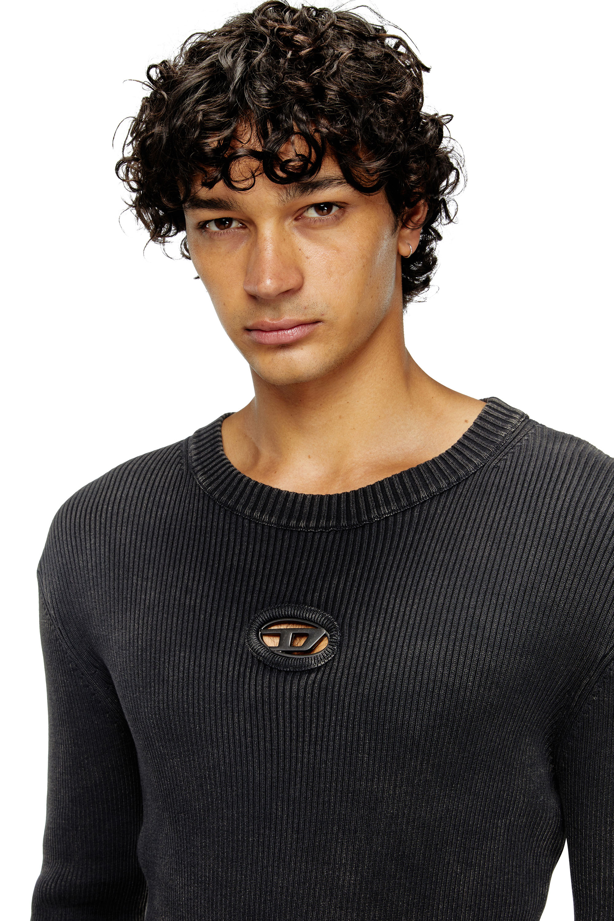 Diesel - K-DARIN-D, Herren Vielgetragener Pullover mit Cutout-Logo in Schwarz - 5