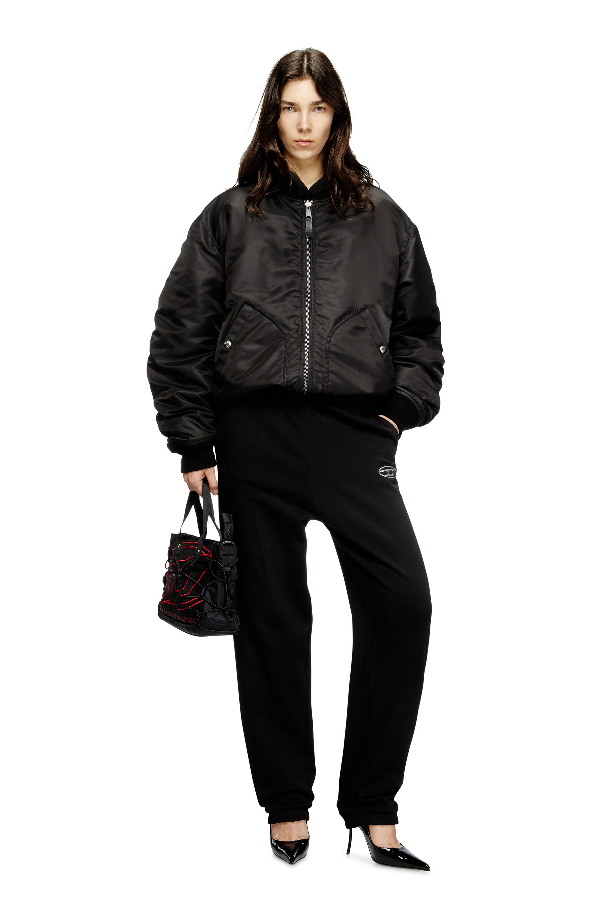 Diesel - P-LACYN-OD, Damen Sweathose mit Oval D-Logo mit Metall-Effekt in Schwarz - 2