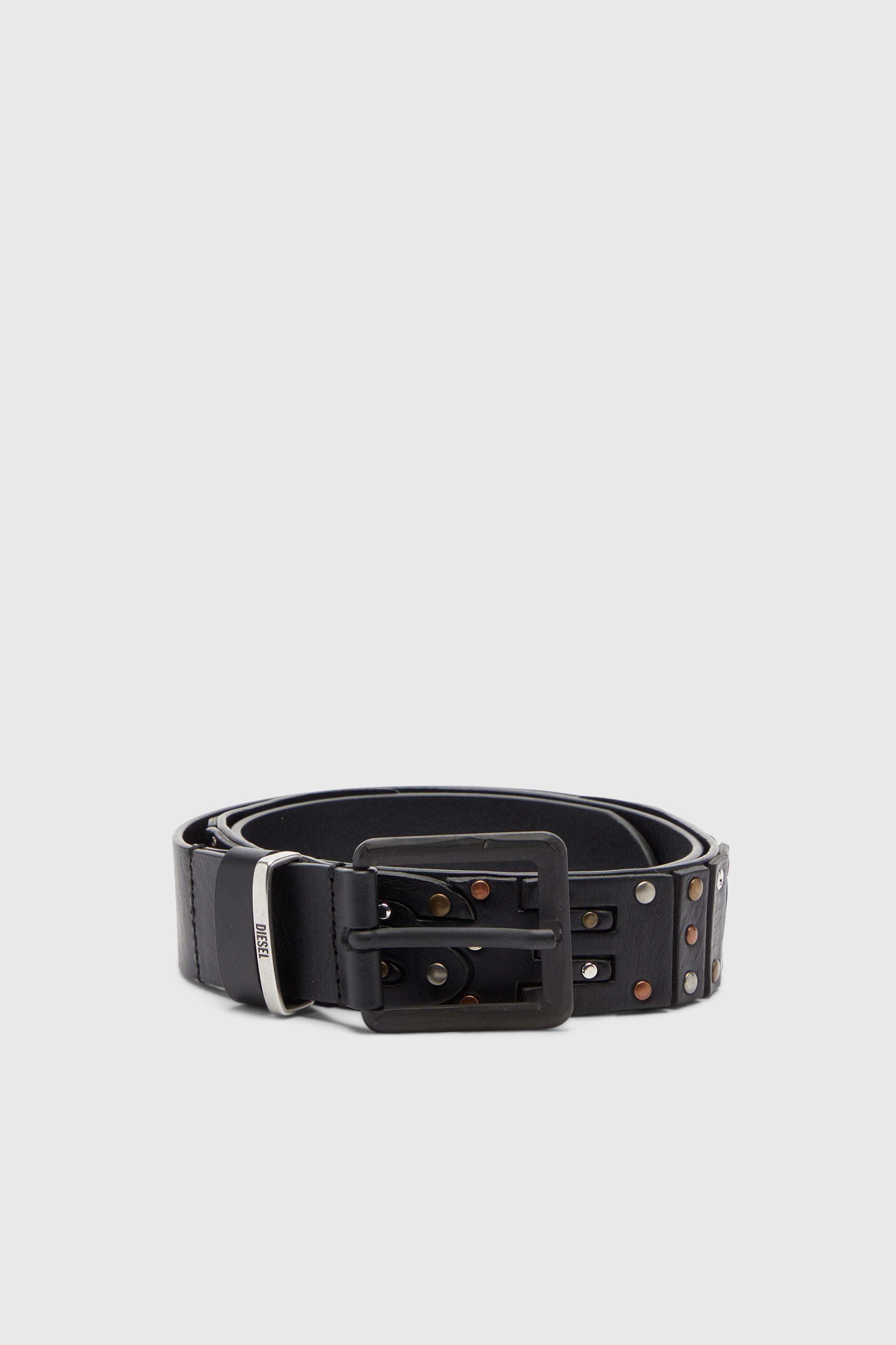 Diesel - B-DSL RIVETS, Unisex 4 cm Lederg&uuml;rtel mit Nieten und Studs in Schwarz - 1