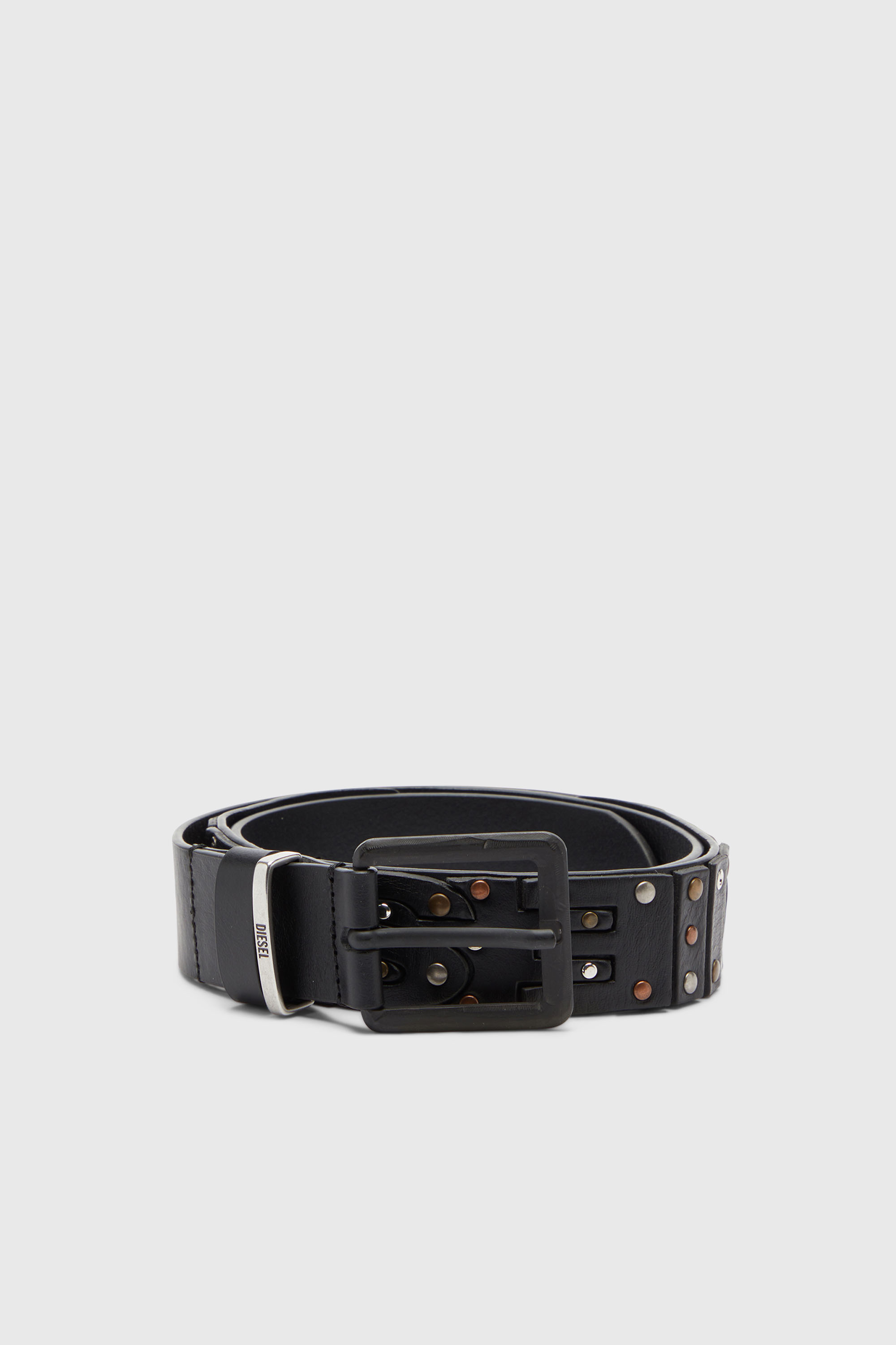 Diesel - B-DSL RIVETS, Unisex 4 cm Lederg&uuml;rtel mit Nieten und Studs in Schwarz - 1