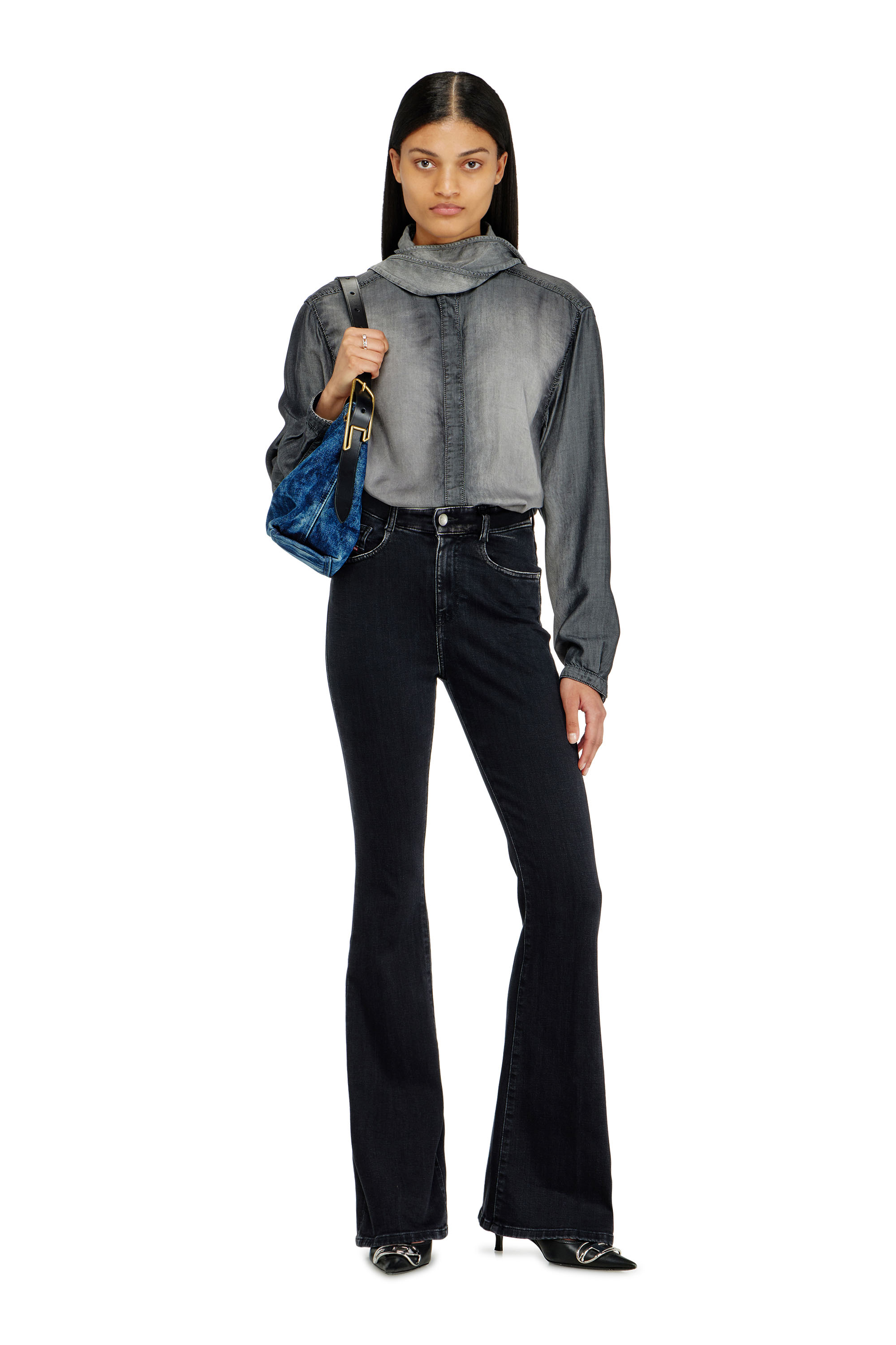 Diesel - Damen Bootcut Jeans 1973 D-Partt 09P75, Schwarz/Dunkelgrau - 2