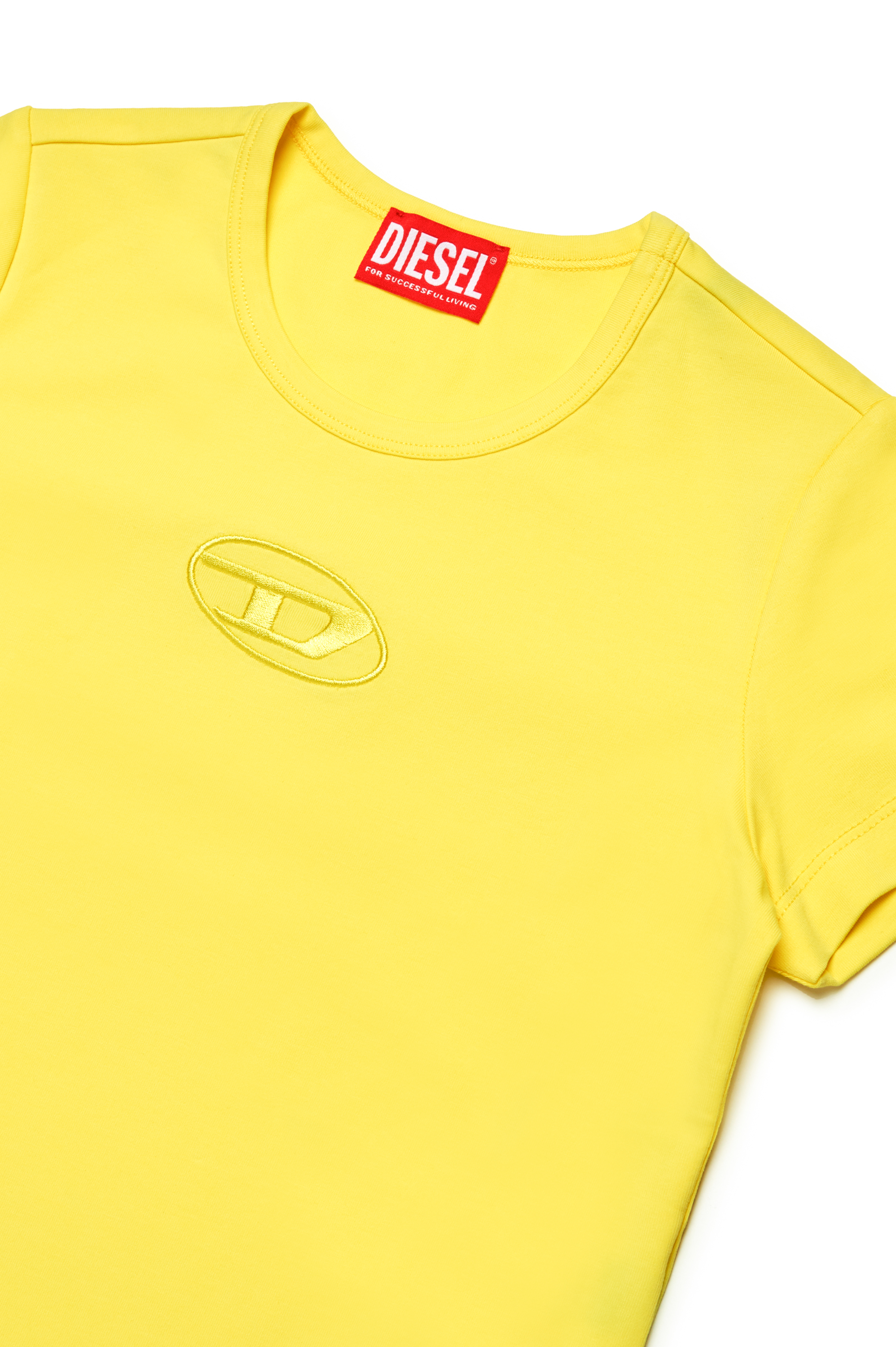 Diesel - TANGIEX, Damen T-Shirt mit farblich abgestimmter Oval D-Stickerei in Gelb - Image 3
